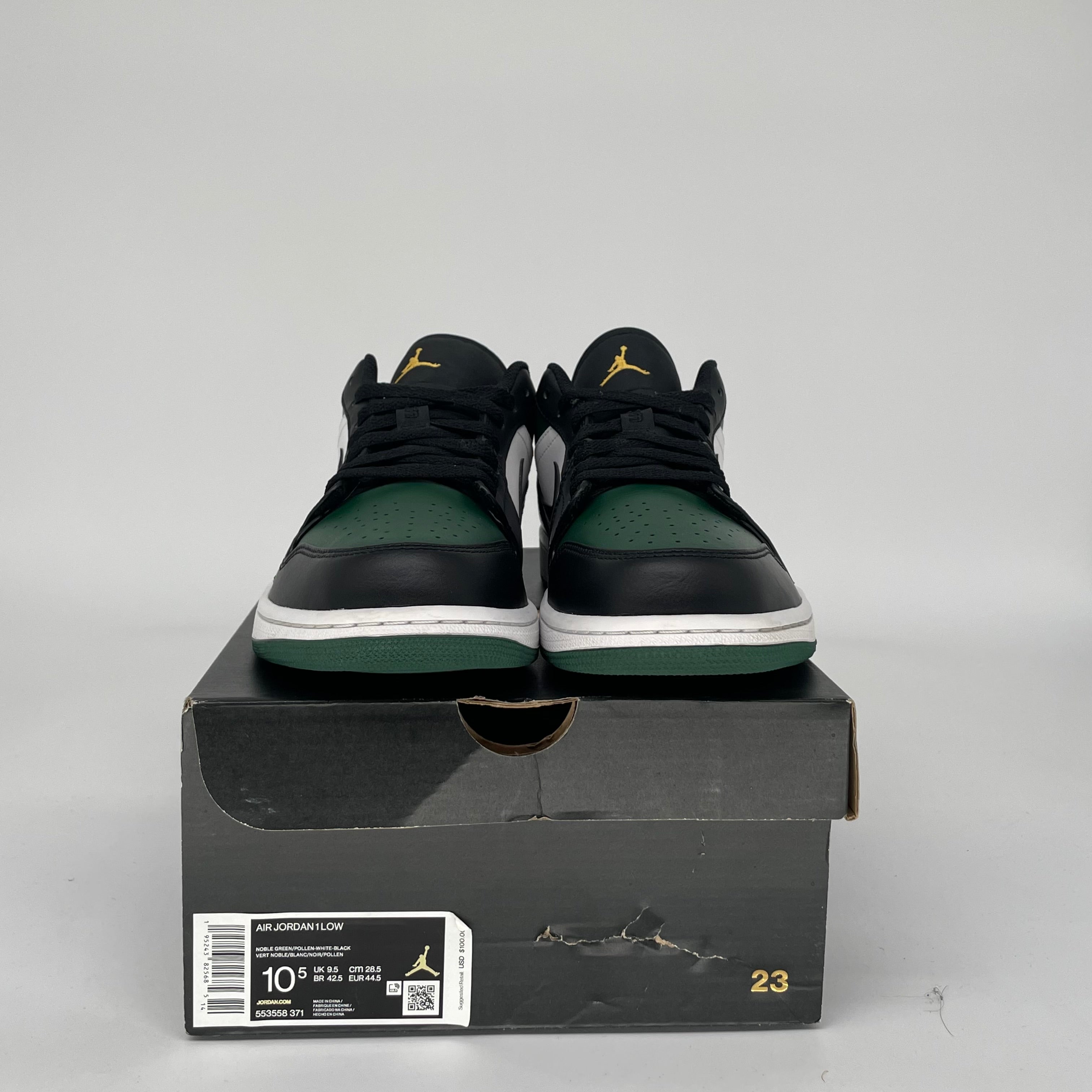 AIR JORDAN 1 LOW Green Toe Men's Basketball Shoes Size 10.5 - Style 553558-371 | Perfect for Streetwear, Casual Outfits & Sneaker Collectors