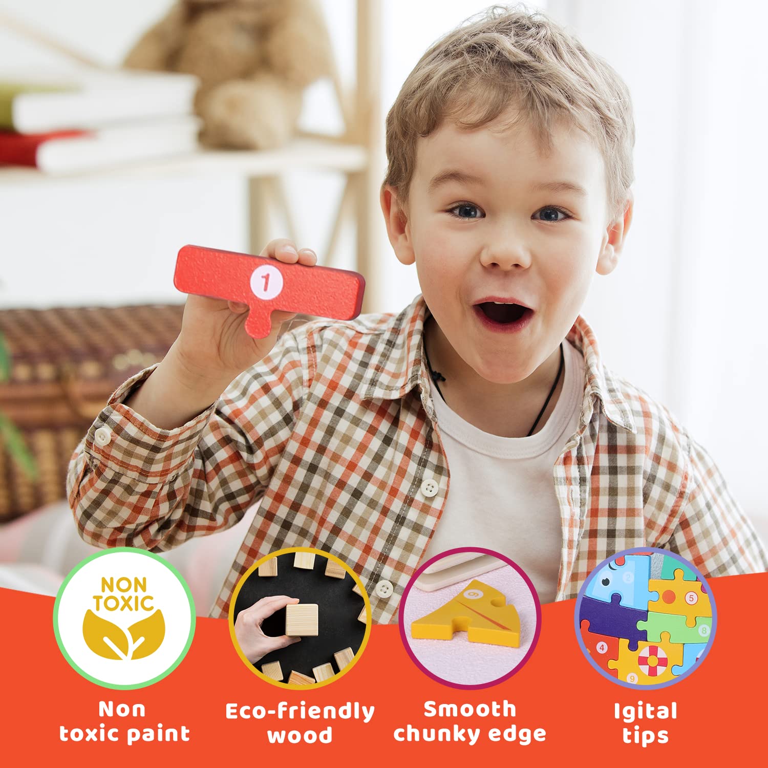 Dinosaur Wooden Puzzle for Kids Ages 2-5 | Montessori Learning Toys | Educational Animal Puzzle Gift for Boys & Girls | Perfect for Birthday, Preschool & Early Childhood Development