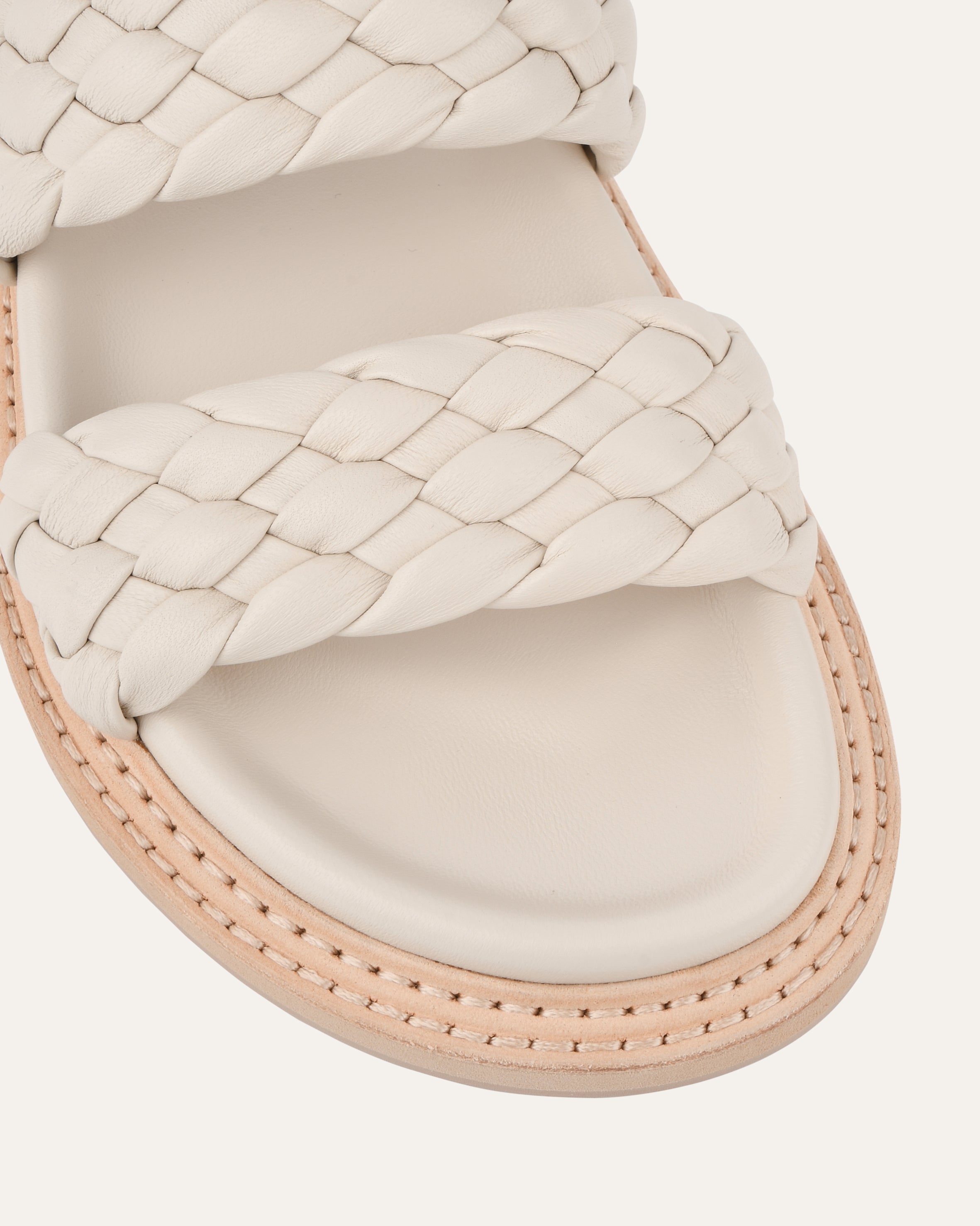 VEGA Women's Flat Sandals - Off White Genuine Leather Comfortable Summer Beach Walking Shoes for Casual Outfits & Vacation
