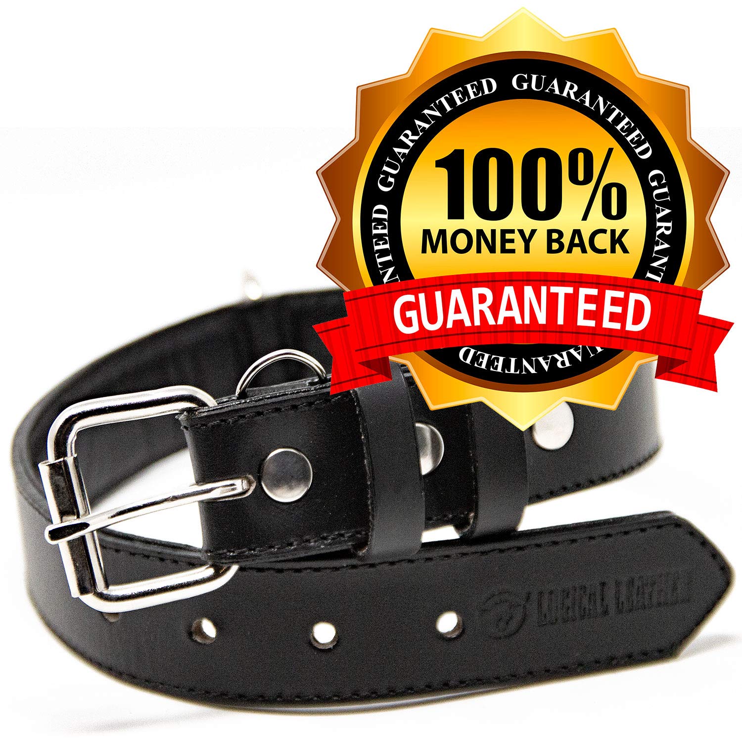 Premium Full Grain Leather Dog Collar for Large Breeds - Padded Comfort Design Adjustable Black Dog Collar (1.5