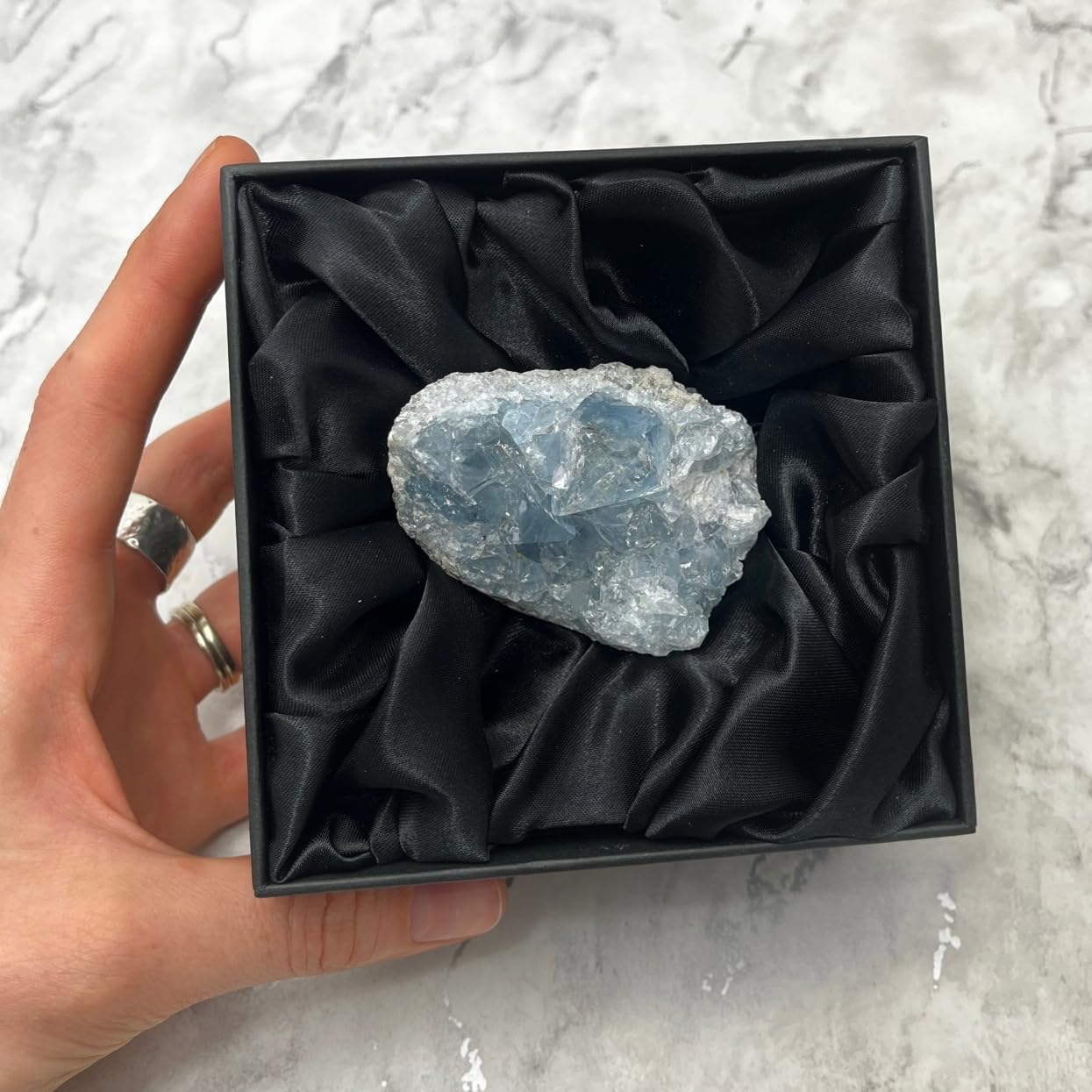 Celestite Crystal Gift Box - Small Healing Stone Set for Meditation, Reiki & Spiritual Growth | Perfect for Home Decor, Office Desk & Mindful Gifting