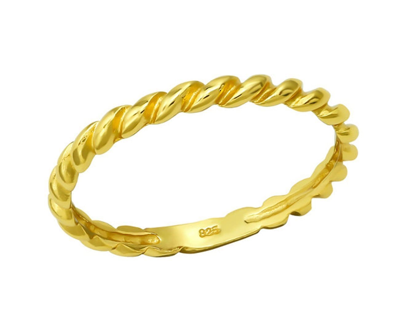 14K Gold Plated Sterling Silver Rope Ring for Women - Elegant Stackable Jewelry for Everyday Wear, Gift for Her, Anniversary or Birthday Present