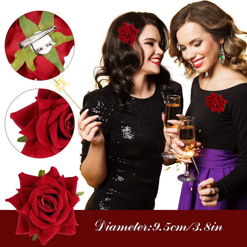 FAMEZA 4-Piece Rose Hair Clips Set - Bridal Hairpins, Floral Brooches for Women & Girls - Perfect for Weddings, Parties & Special Occasions