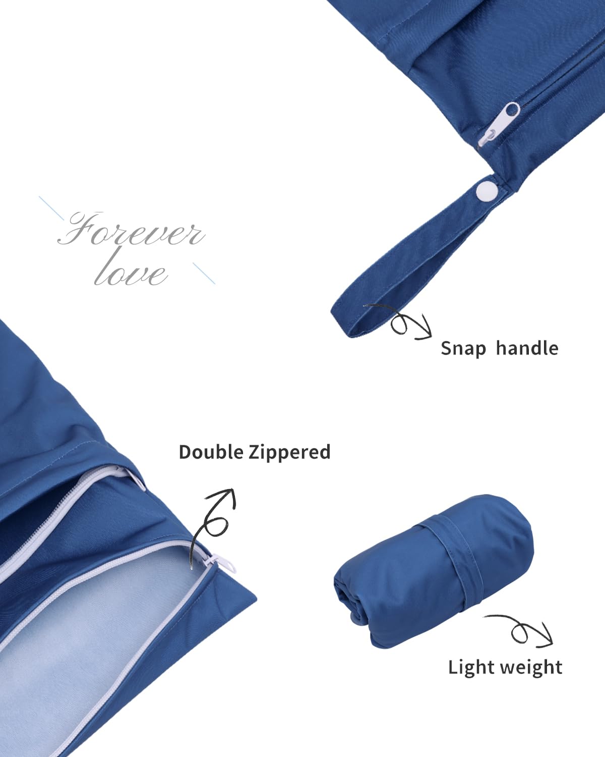 ALVABABY 3-Pack Waterproof Wet Dry Bags - Reusable Cloth Diaper Storage with Dual Zippered Pockets for Travel, Beach, Pool, Daycare, Gym & Yoga - Perfect for Swimsuits, Wet Clothes & Baby Items (Small, Medium, Large, 3L-SML01)