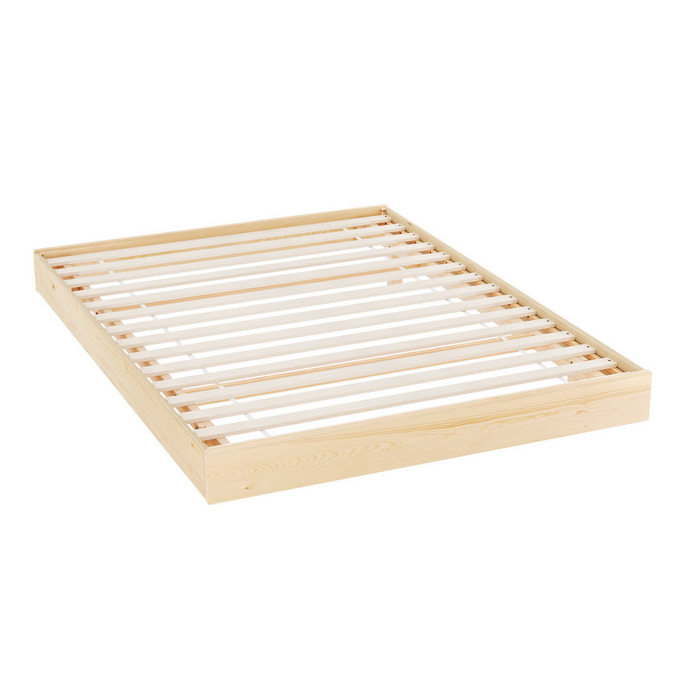 Odin Floating Style LED Pinewood Bed Frame & Bonita Pillow Top Medium Firm Mattress Set - Double Package | Modern Bedroom Furniture for Luxurious Sleep & Relaxation