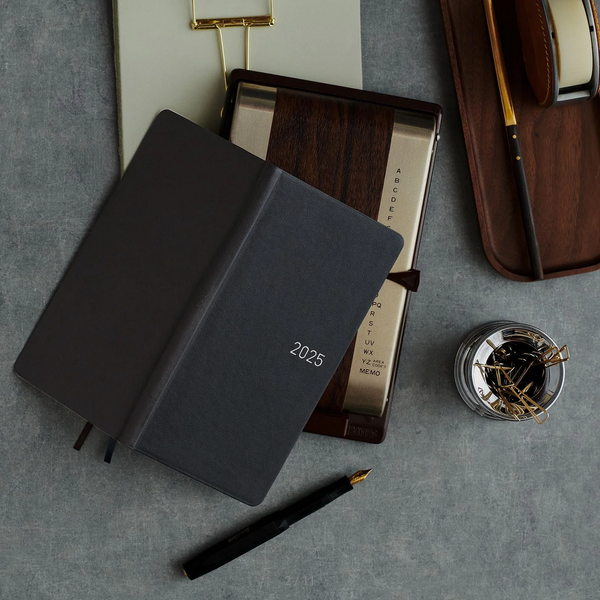 Hobonichi Techo 2025 Planner - Premium Leather Cover, Steel Gray Weeks Hardcover, Weekly Horizontal Layout, English Edition | Perfect for Journaling, Productivity & Time Management