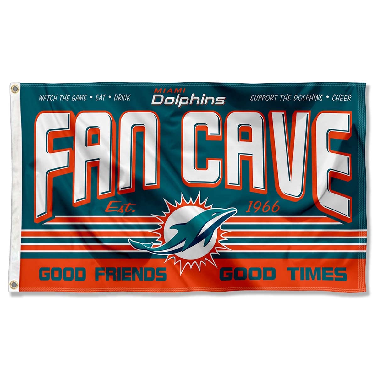 WinCraft Miami Dolphins NFL Team Fan Man Cave Banner Flag - Perfect for Game Day Decor, Tailgating, and Sports Room Wall Art