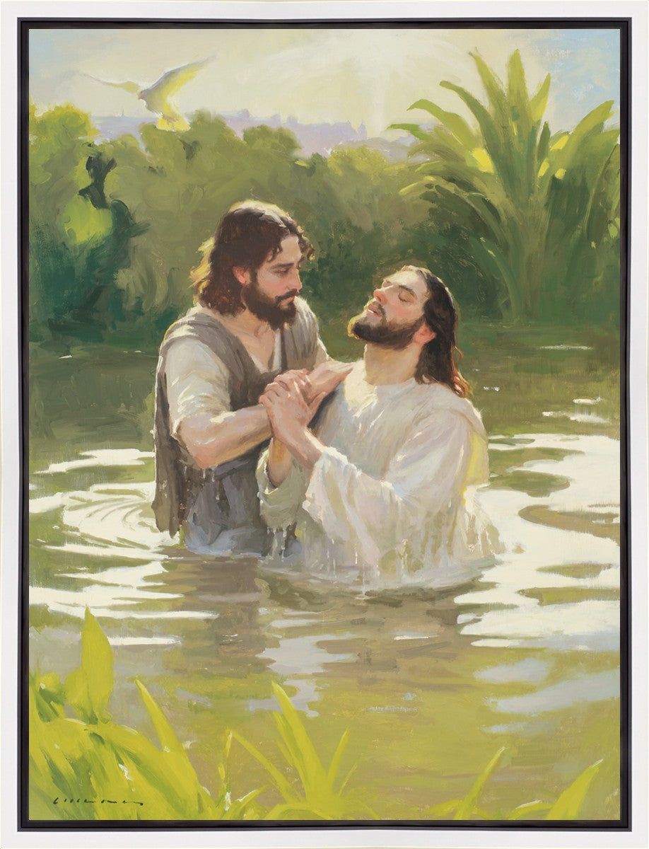 Baptism of The Savior Gallery Wrap Canvas - Religious Wall Art for Home & Church Decor - Perfect for Living Room, Bedroom, and Worship Spaces