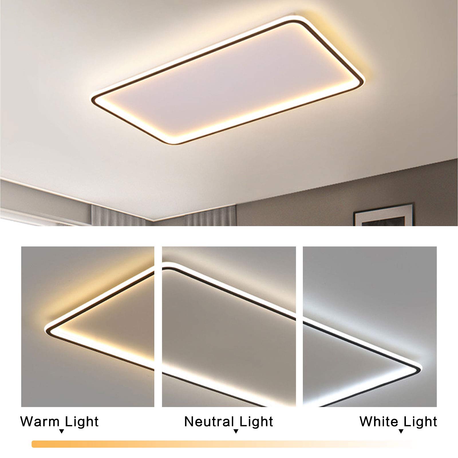 YIYIBYUS Modern Dimmable LED Ceiling Light with Remote Control - Acrylic Rectangle Lighting Fixture for Living Room, Bedroom, Kitchen & Dining - Warm White Light for Cozy Home Ambience