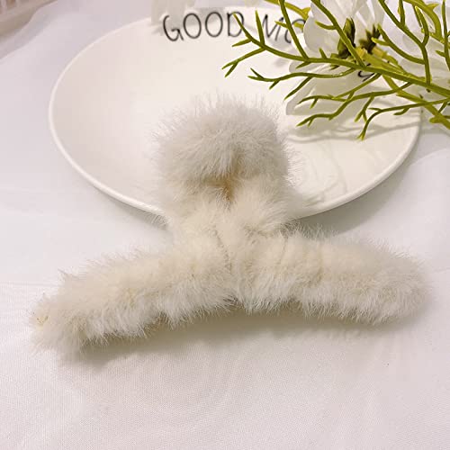 4 PACK Large Hair Claw Clips for Women - 4.3 Inch Plush Hair Clips, Soft Fur Hair Grippers, Half Bun Hairpins for Daily Use, Parties & Special Occasions (4 Count) - Perfect for Thick Hair, Updos & Stylish Hairstyles