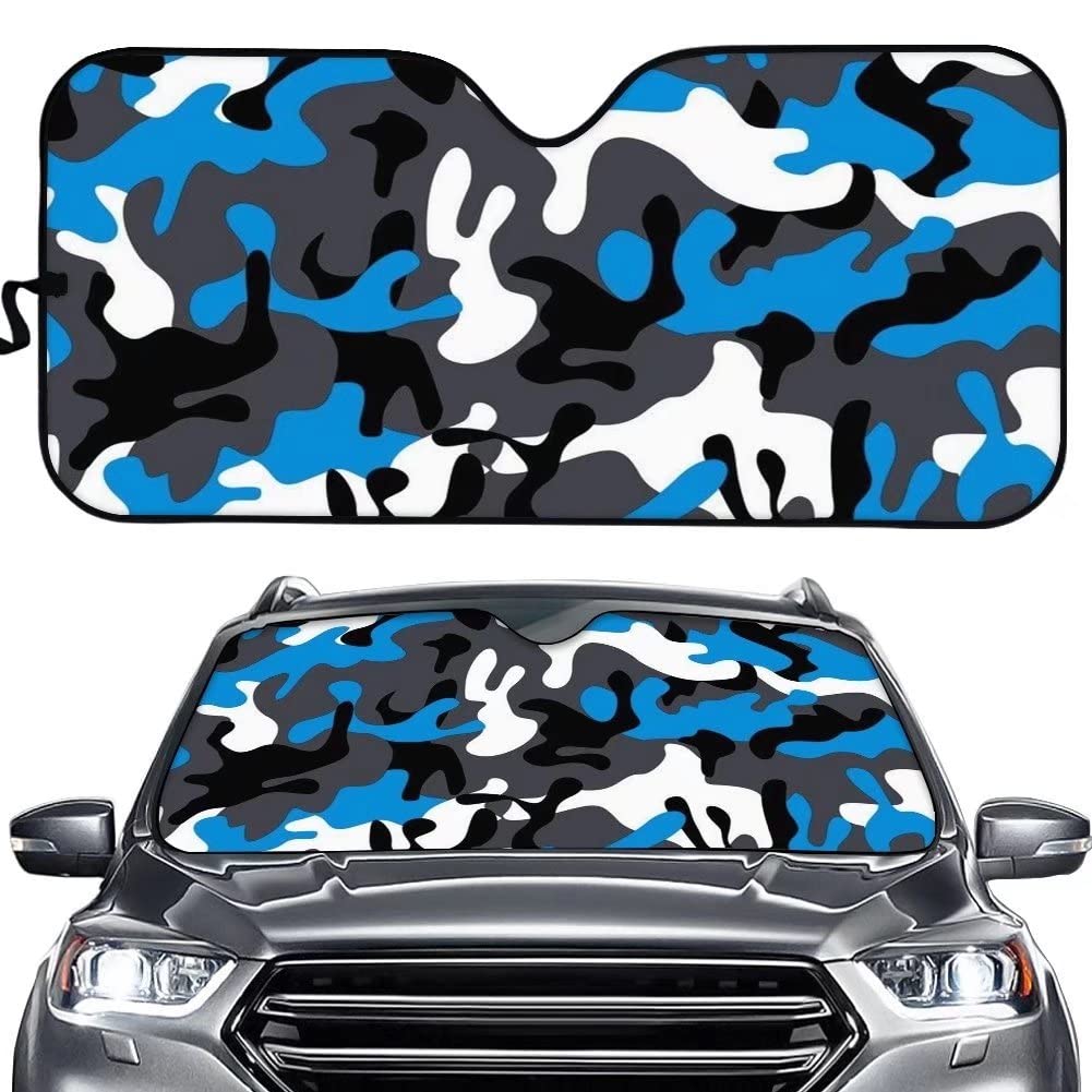 Blue Camouflage Car Sun Shade - Universal Foldable Windshield Cover for SUV & Truck - Sun Protection While Parking