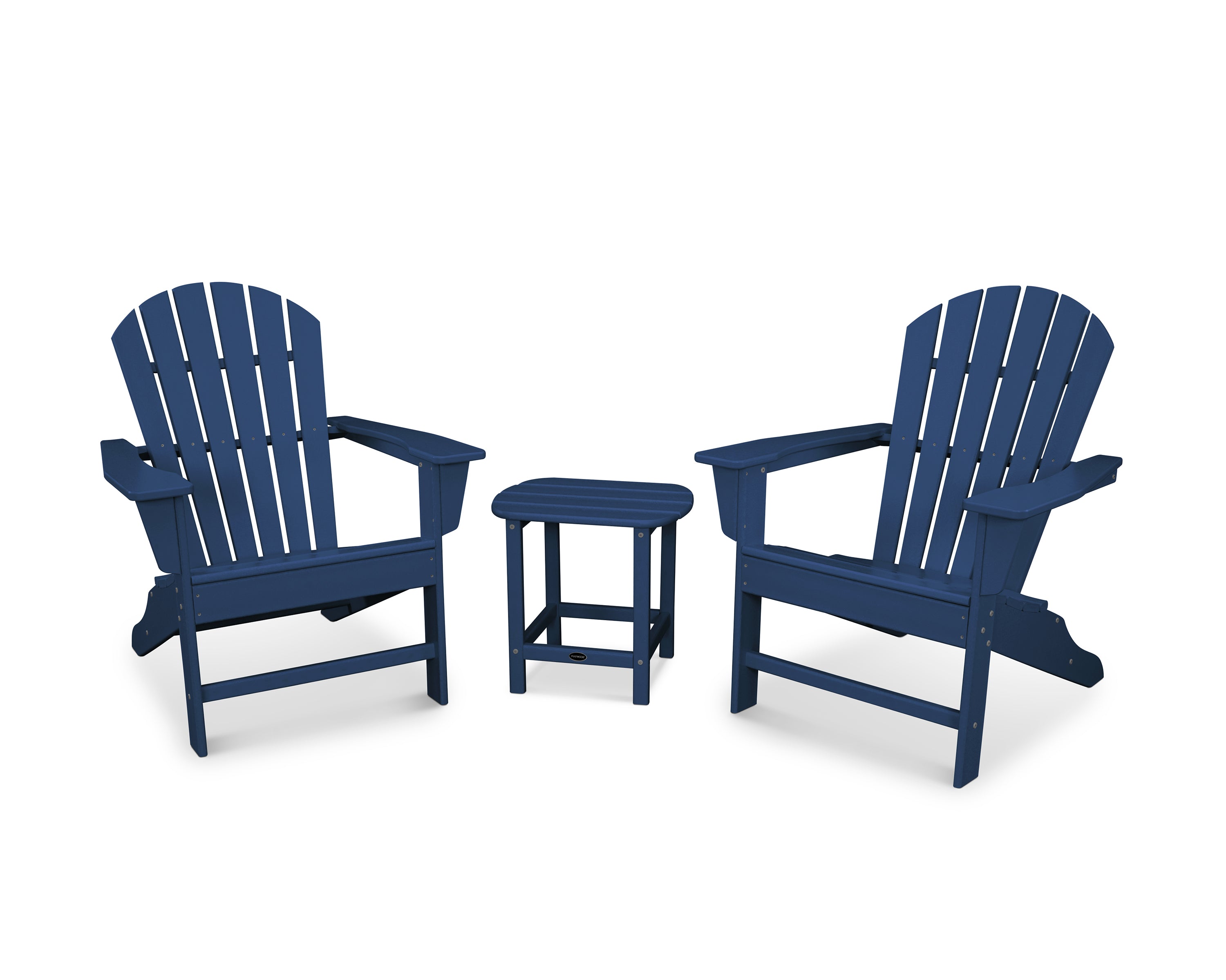 POLYWOOD South Beach Adirondack 3-Piece Outdoor Patio Furniture Set - Durable All-Weather Resin Chairs & Table for Poolside, Garden, Deck, and Backyard Relaxation