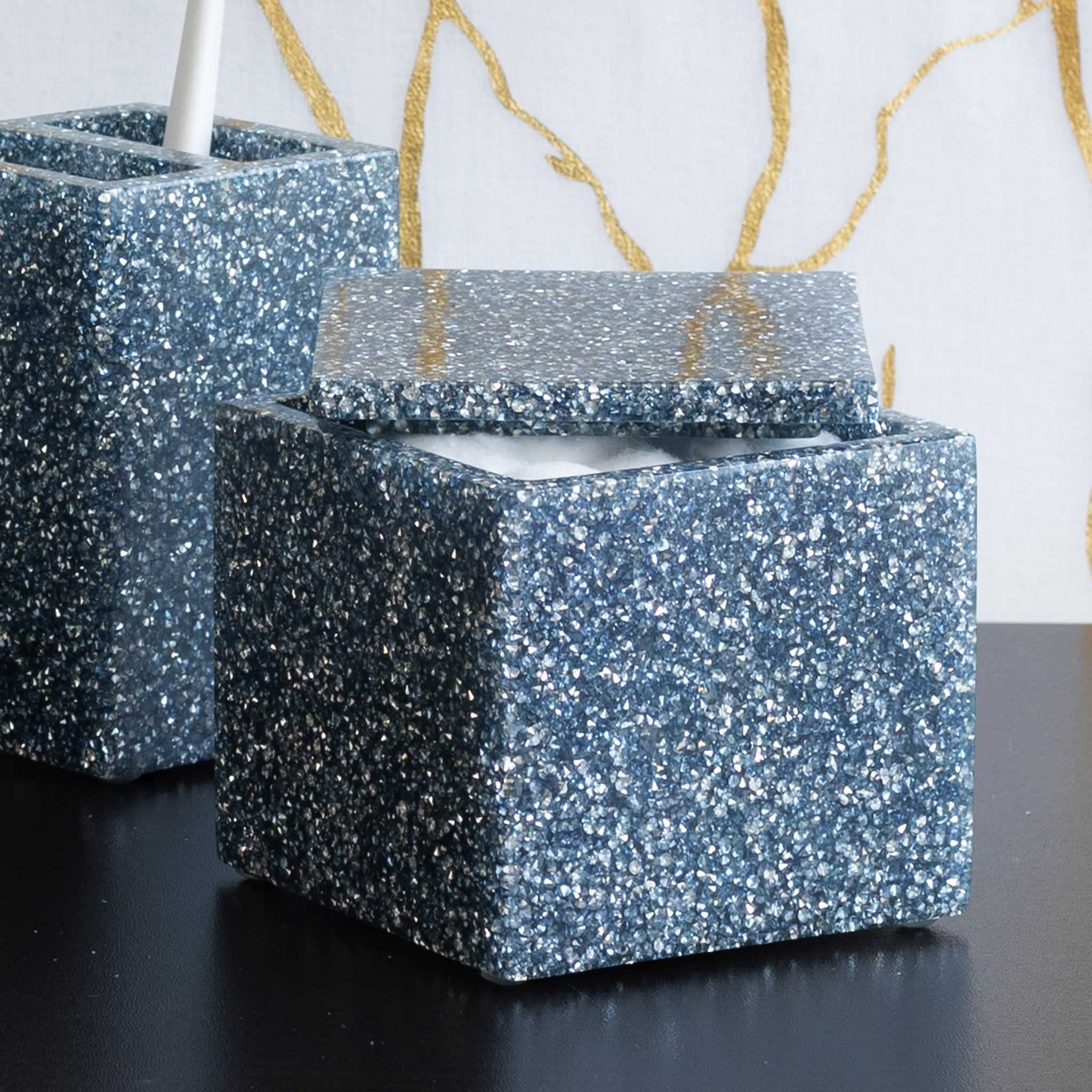 Sparkling Rhinestone Cotton Ball Holder - Luxury Bathroom Decor for Vanity & Spa