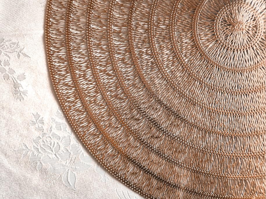 120-Piece Pressed Vinyl Metallic Placemats Set - Elegant Rose Gold Wedding Table Decor for Banquets, Parties & Home Dining - Waterproof & Reusable Table Mats