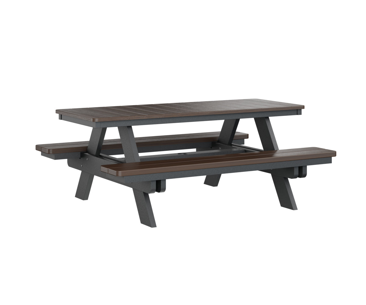 Berlin Gardens Rectangular Picnic Table - Outdoor Dining Set for Patio, Backyard, and Park - Heavy Duty Weather-Resistant Wooden Picnic Bench with Umbrella Hole