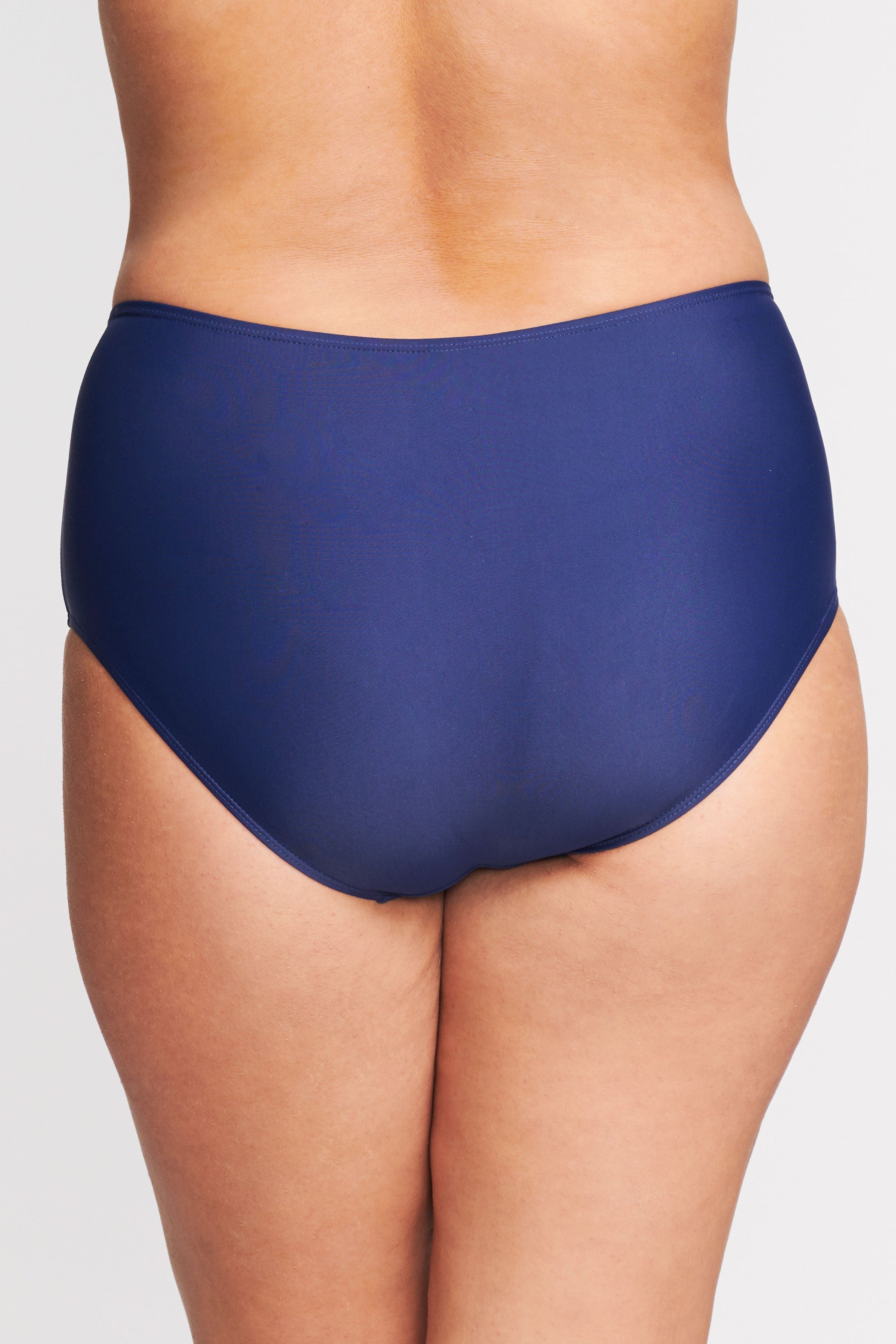 Plus Size Mid Waist Brief in Solid Navy - Comfortable Cotton Underwear for Women, High Waisted Panties for Everyday Wear - Perfect for Work, Lounge & Sleep