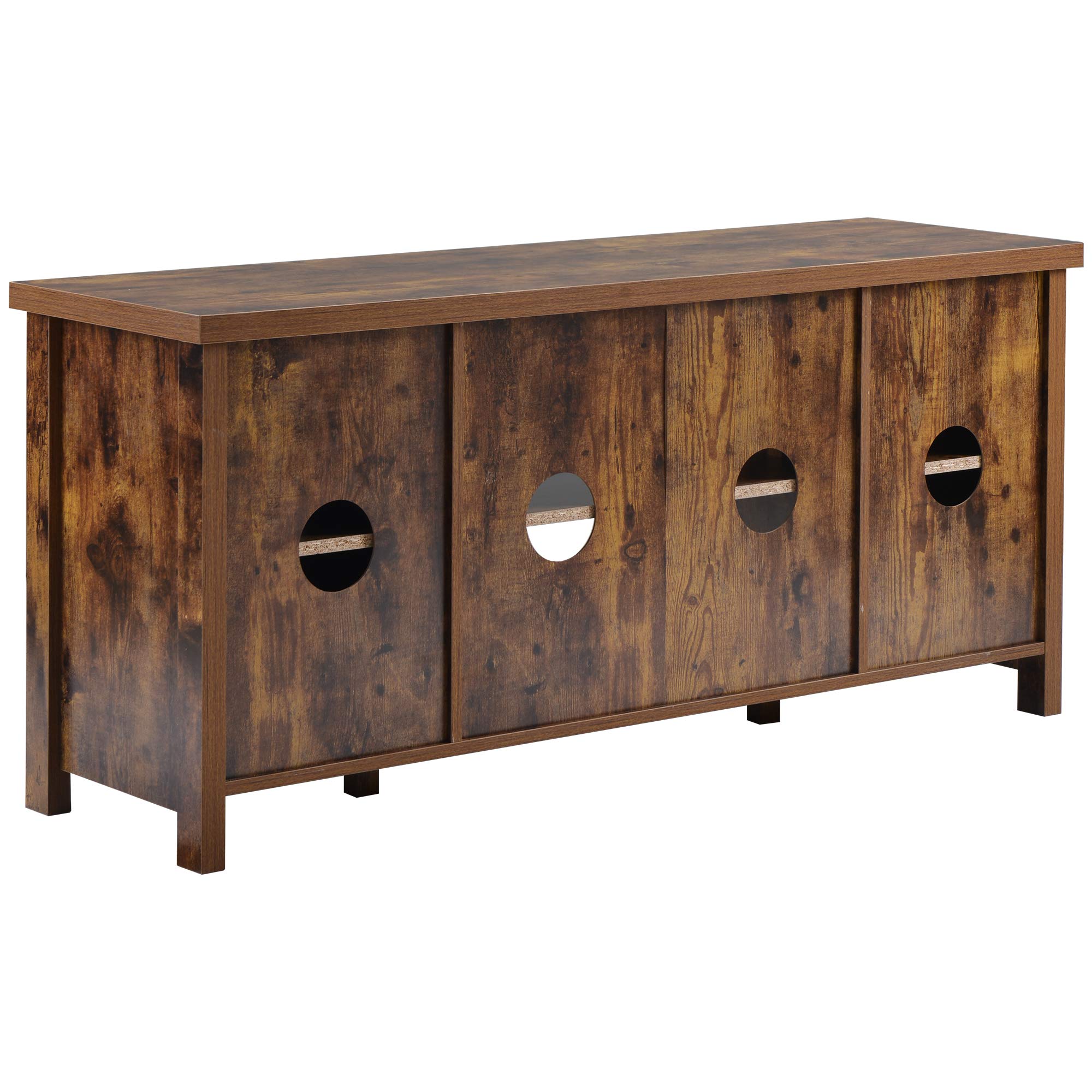 Farmhouse Wood TV Stand with Double Sliding Barn Doors & Open Shelves - Rustic Entertainment Center & Storage Cabinet for Living Room, Bedroom, or Home Office | Perfect for Organizing Media & Displaying Decor (Yellow+1)
