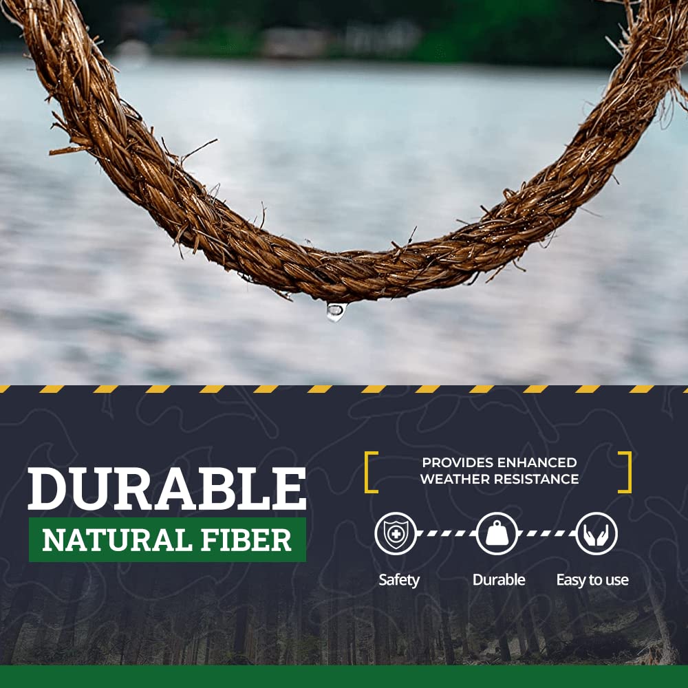 SGT KNOTS 3/4 Inch x 400 Ft Natural Twisted Manila Rope - 3 Strand Hemp Rope for Crafts, DIY Projects, Home Decor, Climbing | Indoor & Outdoor Use for Decorative, Marine, Gardening, and Camping Needs