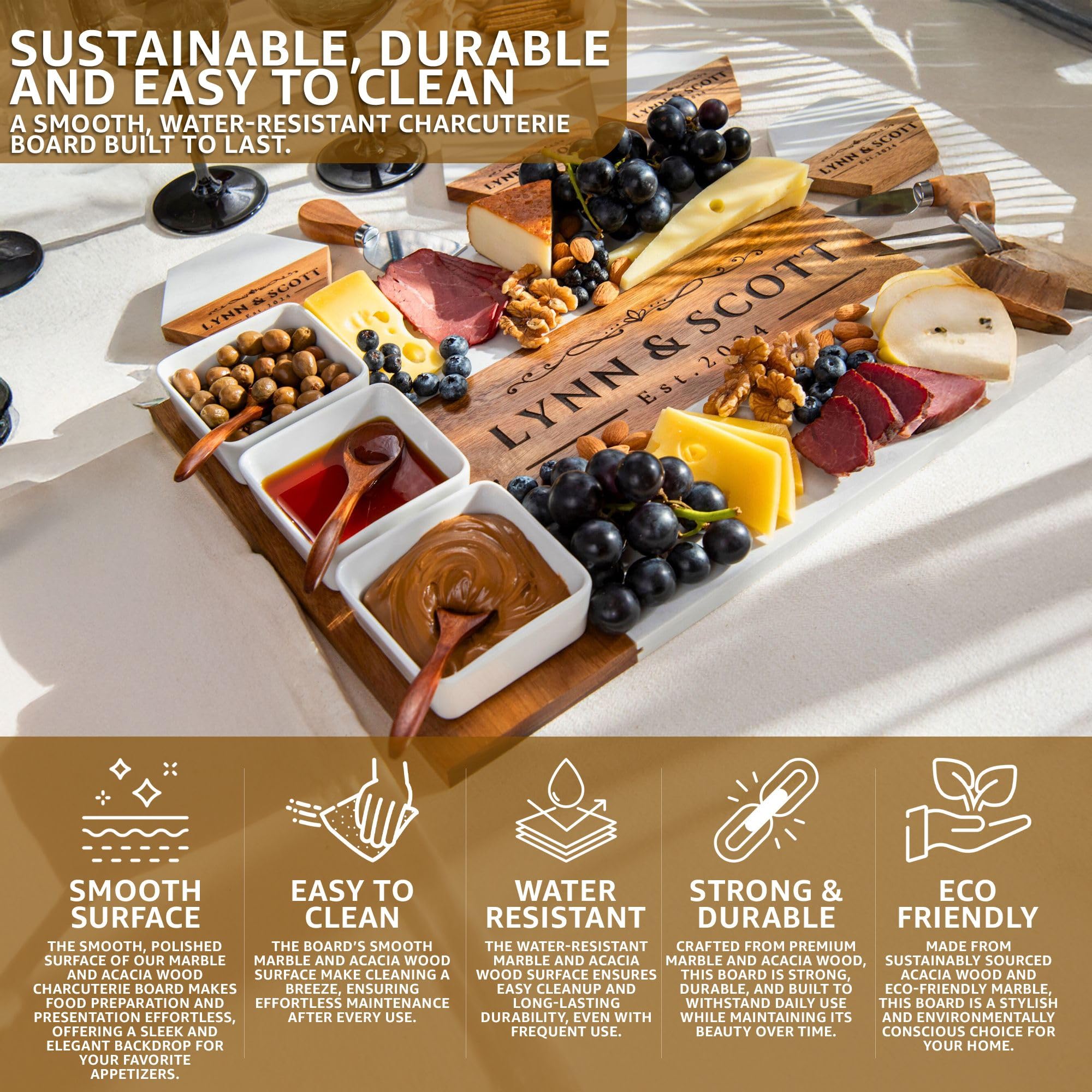 Personalized Wooden Charcuterie Board - Custom Engraved Large Cheese Serving Platter for Weddings, Anniversaries, Bridal Showers & Housewarming Gifts | Perfect Birthday Present for Women, Mothers & Moms | Elegant Entertaining & Charcuterie Display
