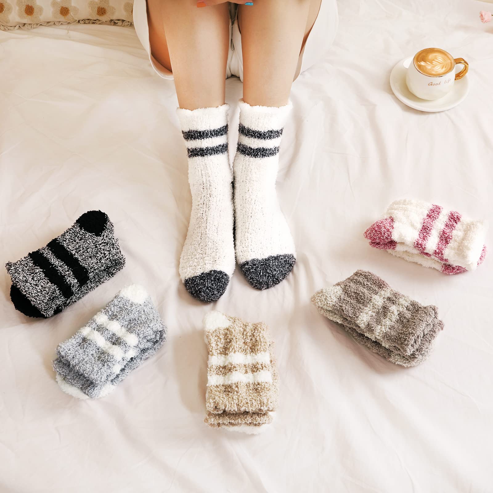 Women's Fuzzy Cozy Slipper Socks - Ultra Soft Warm Winter Socks for Indoor & Outdoor Use - Perfect for Home, Office, and Travel Comfort