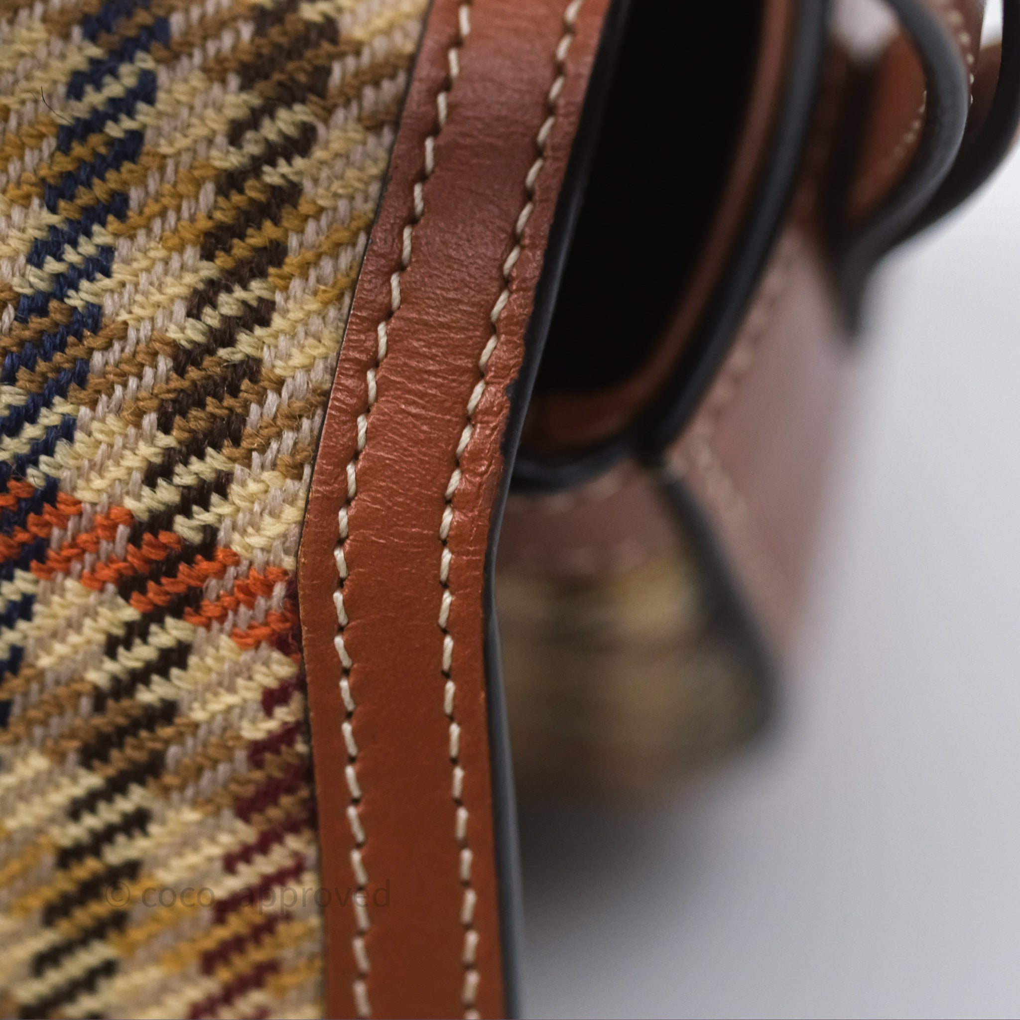 Celine Tartan Textile & Natural Calfskin Clutch with Strap - Elegant Crossbody Bag for Women, Perfect for Parties, Weddings & Evening Events