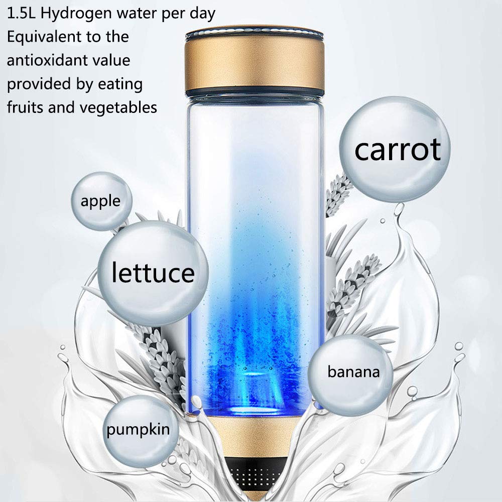 Portable Hydrogen Water Bottle Generator - 450ML Alkaline Water Ionizer with LCD/LED Display, 800-1600PPB Hydrogen Concentration & pH 7.3-8.5 - Perfect for Travel, Gym, and Daily Hydration