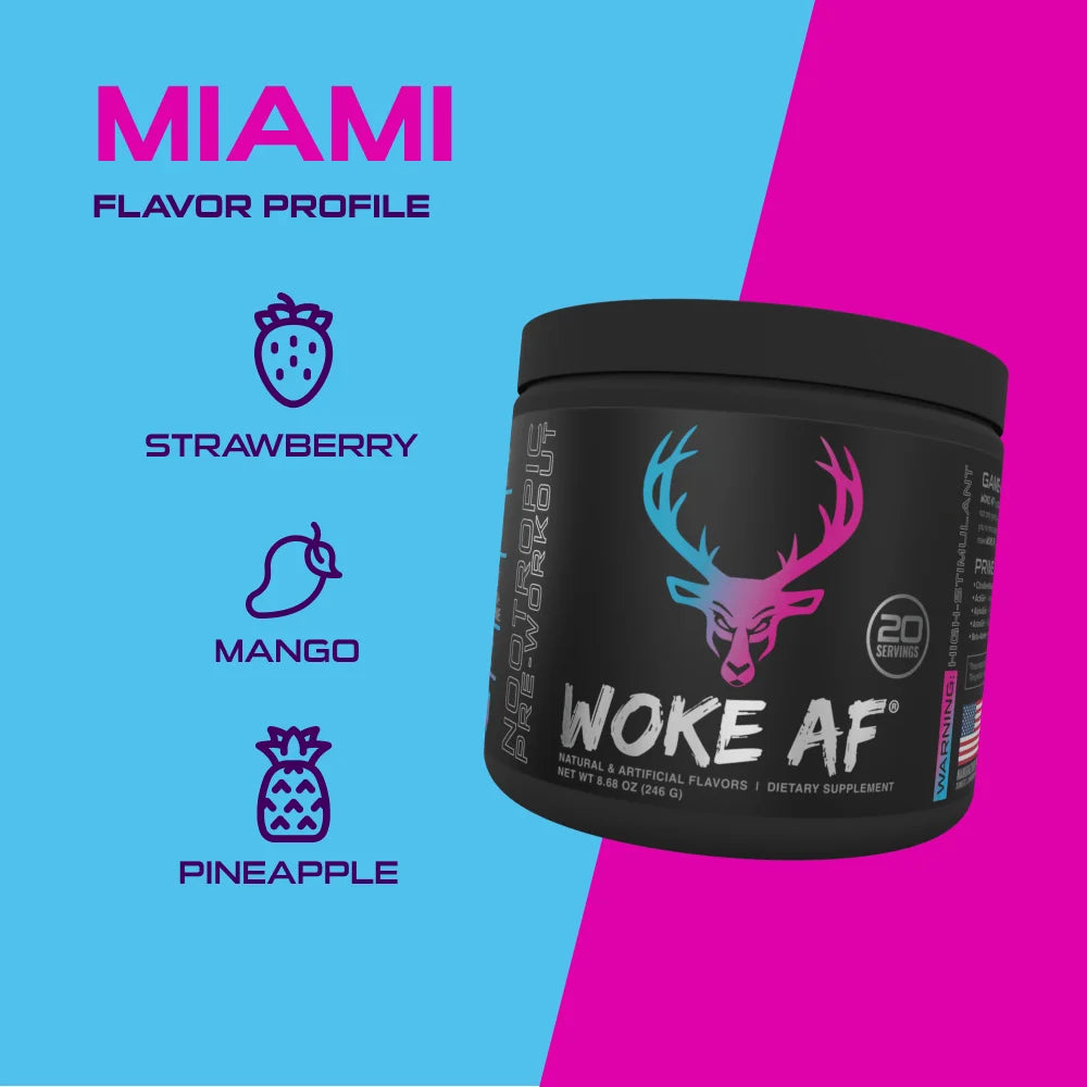 Bucked Up Woke AF 260g Pre-Workout Powder - Energy & Focus Booster for Gym, Fitness & Bodybuilding | Vegan & Keto Friendly Supplement