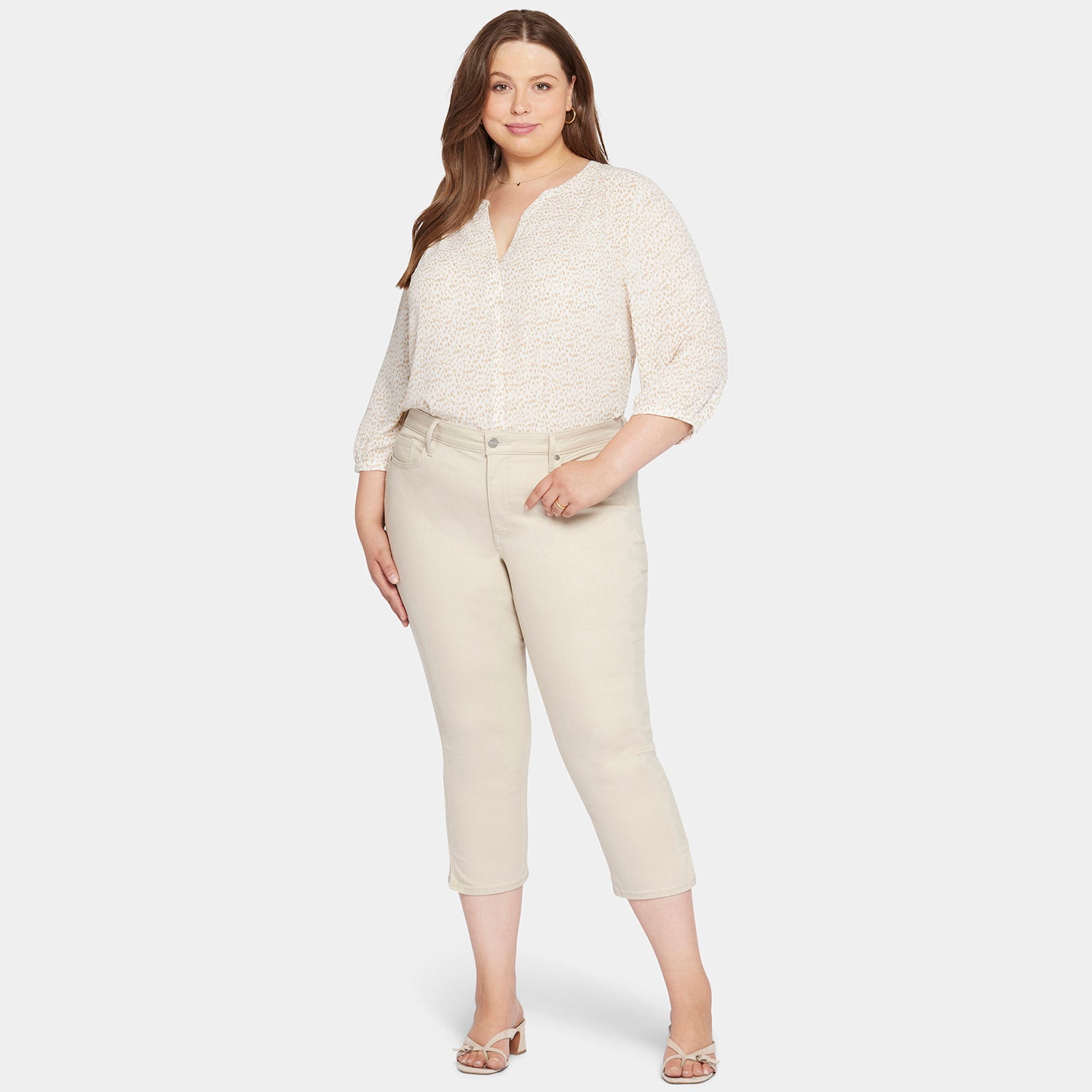 Chloe Capri Jeans for Women - Plus Size Stretch Denim Pants with Feather Design | Casual Wear, Summer Outfits & Boho Style Fashion