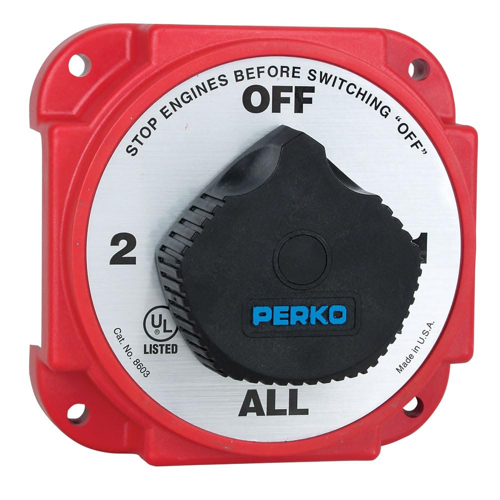 Perko Heavy Duty Battery Selector Switch with Alternator Field Disconnect - Marine & RV Dual Battery System for Boats, Trucks, and Off-Grid Power Applications