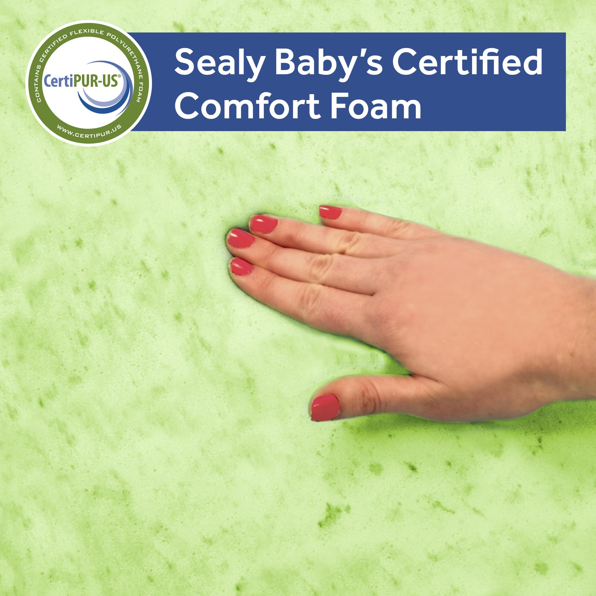 Sealy Baby Posture Perfect 2-Stage Waterproof Crib Mattress with Toddler Bed Fit - Hybrid Memory Foam & 150 Premium Coils - GREENGUARD Gold Certified, Safety Tested - Made in USA (52