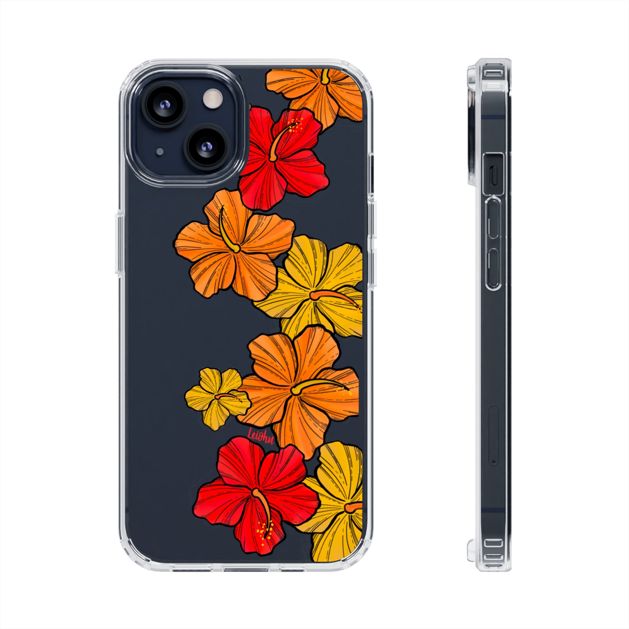 Hibiscus Retro Clear Phone Case - Durable Protective Cover for iPhone & Samsung - Floral Design for Stylish Protection | Perfect for Everyday Use, Travel & Gifting