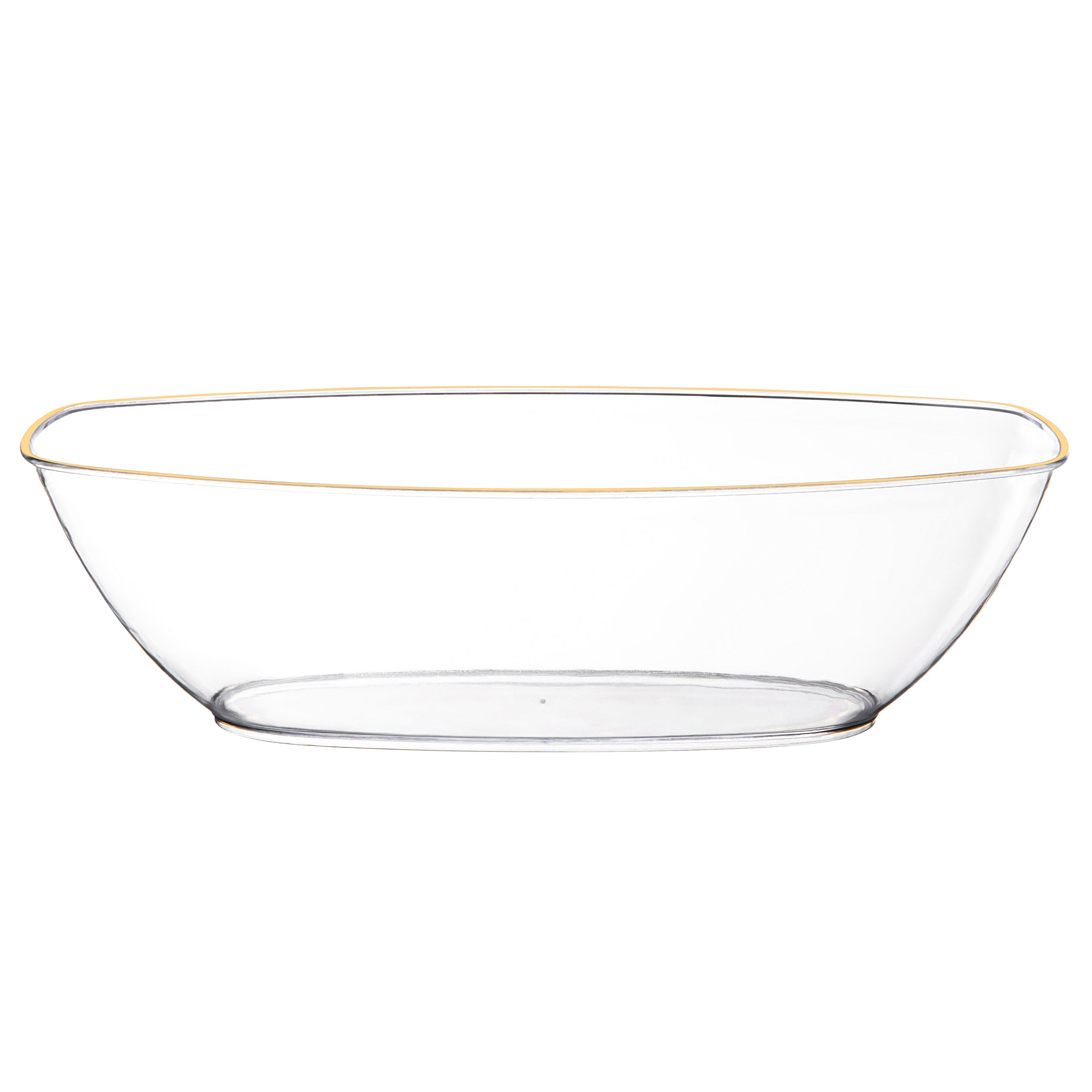 72 oz. Clear and Gold Rim Oval Salad Bowl Set of 4 – Perfect for Entertaining, Family Dinners, and Party Serving