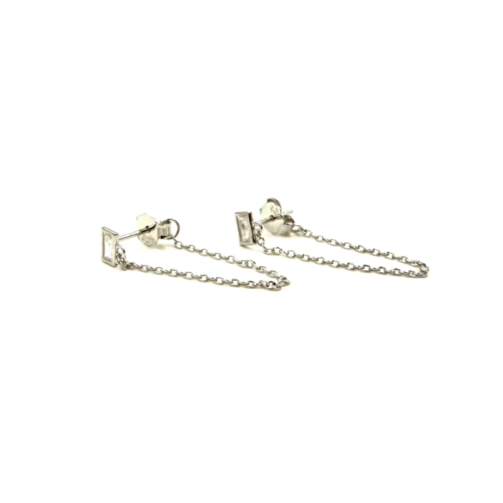 Ashley Gold Sterling Silver Emerald Cut CZ Drop Chain Earrings for Women | Elegant Dangle Earrings for Party, Wedding & Evening Wear