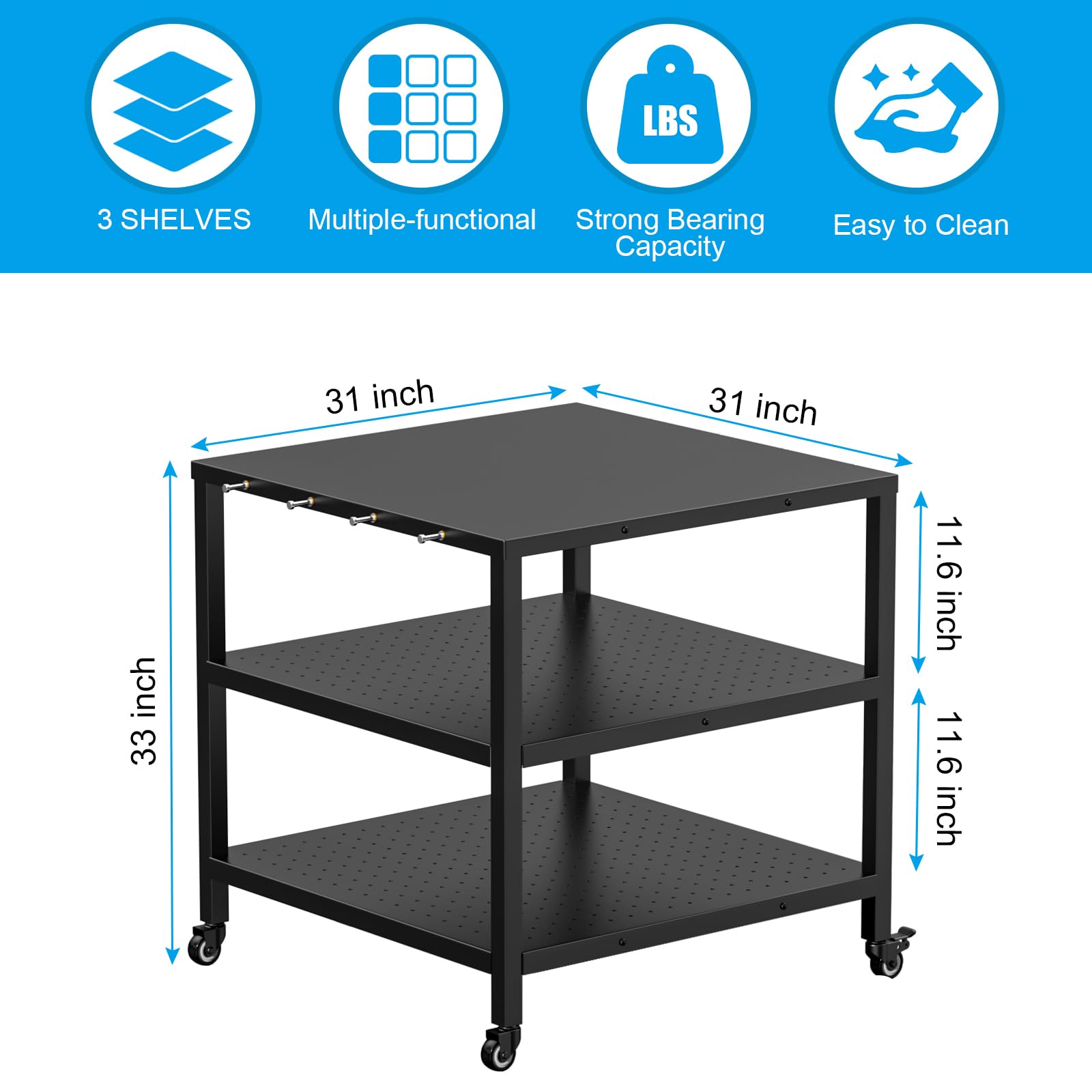 **Portable Outdoor Grill Cart with Pizza Oven & 3-Shelf Storage – Heavy-Duty Rolling BBQ Prep Table with Wheels & Waterproof Cover – Perfect for Backyard Cooking, Camping & Outdoor Dining**