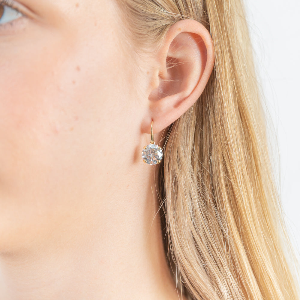 9ct Yellow Gold Cubic Zirconia Drop Earrings for Women - Elegant Dangling Earrings for Wedding, Party & Special Occasions