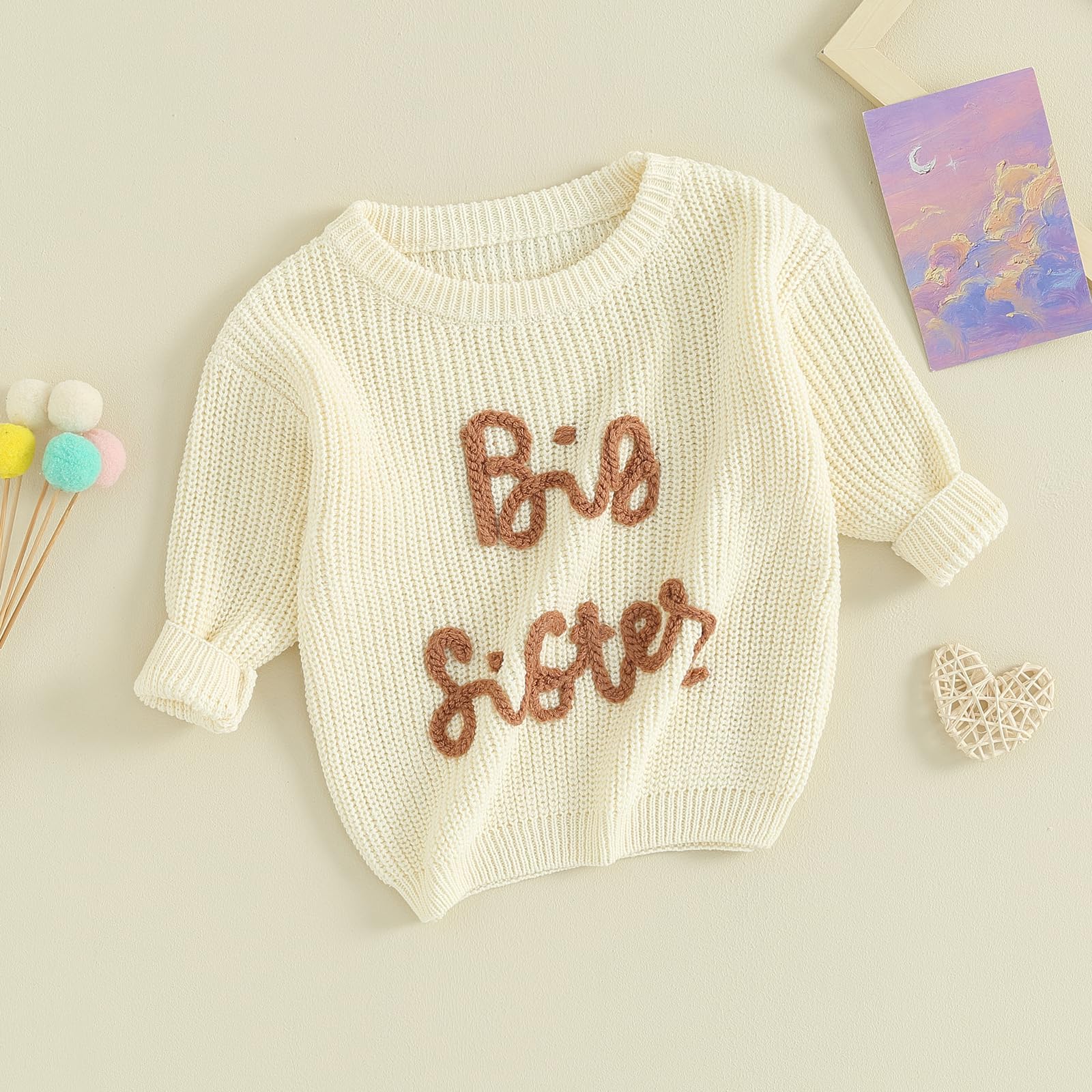 Matching Sister Sweaters - Cute Letter Embroidery Knit Pullover for Spring | Family Outfits