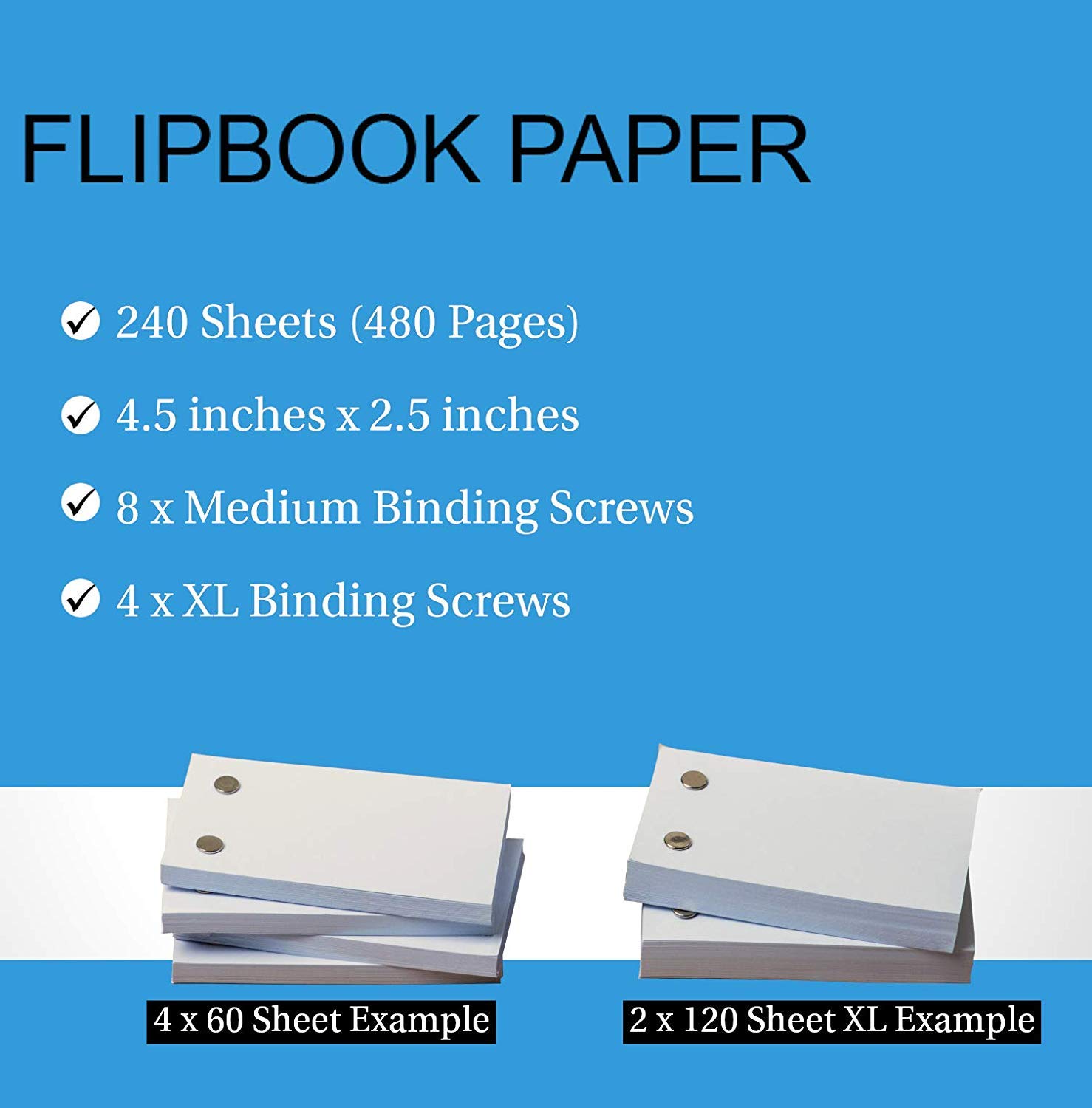 Premium Blank Flip Book Paper with Holes - 240 Sheets (480 Pages) for Animation & Drawing | Compatible with Light Pads & Flip Book Kits | Ideal for Artists, Students & DIY Animation Projects | Sketching Supplies & Comic Book Creation
