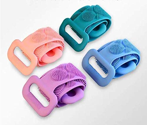 Lukciplus Silicone Back Scrubber - Exfoliating Shower Brush for Women & Men | Eco-Friendly Bath Body Scrub Belt | Gentle Skin Cleansing & Dead Skin Removal | Perfect for Spa, Shower & Travel (Green)