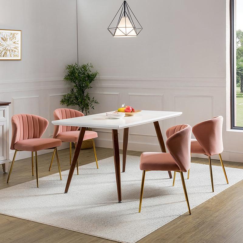 Modern Dining Chairs Set of 4 - Mid Century Metal Leg Side Chairs for Kitchen, Dining Room & Office - Aruna Contemporary Upholstered Seating