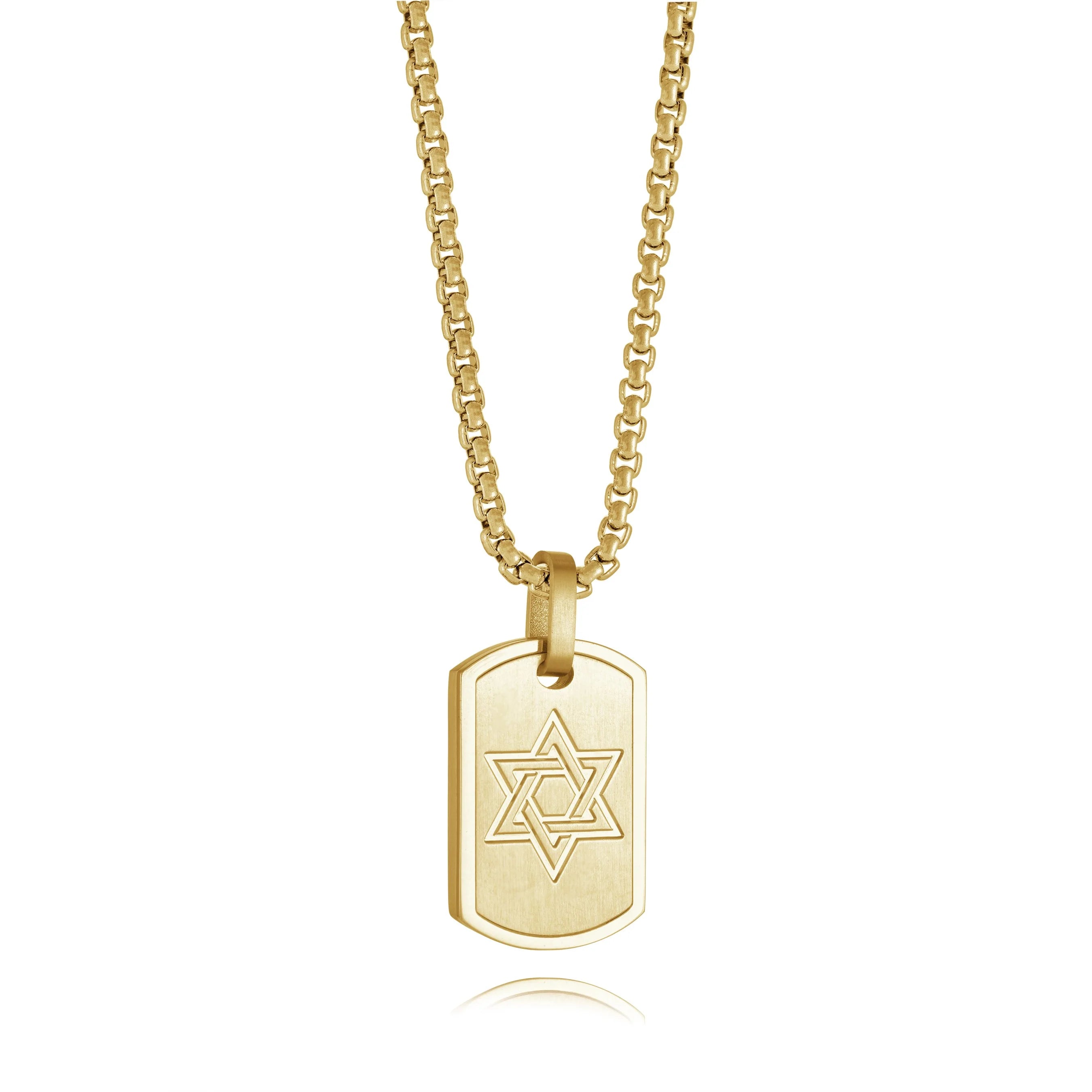 Men's Star of David Dog Tag Necklace - Stainless Steel Jewish Pendant for Religious & Fashion Jewelry - Perfect for Gifts, Daily Wear & Special Occasions