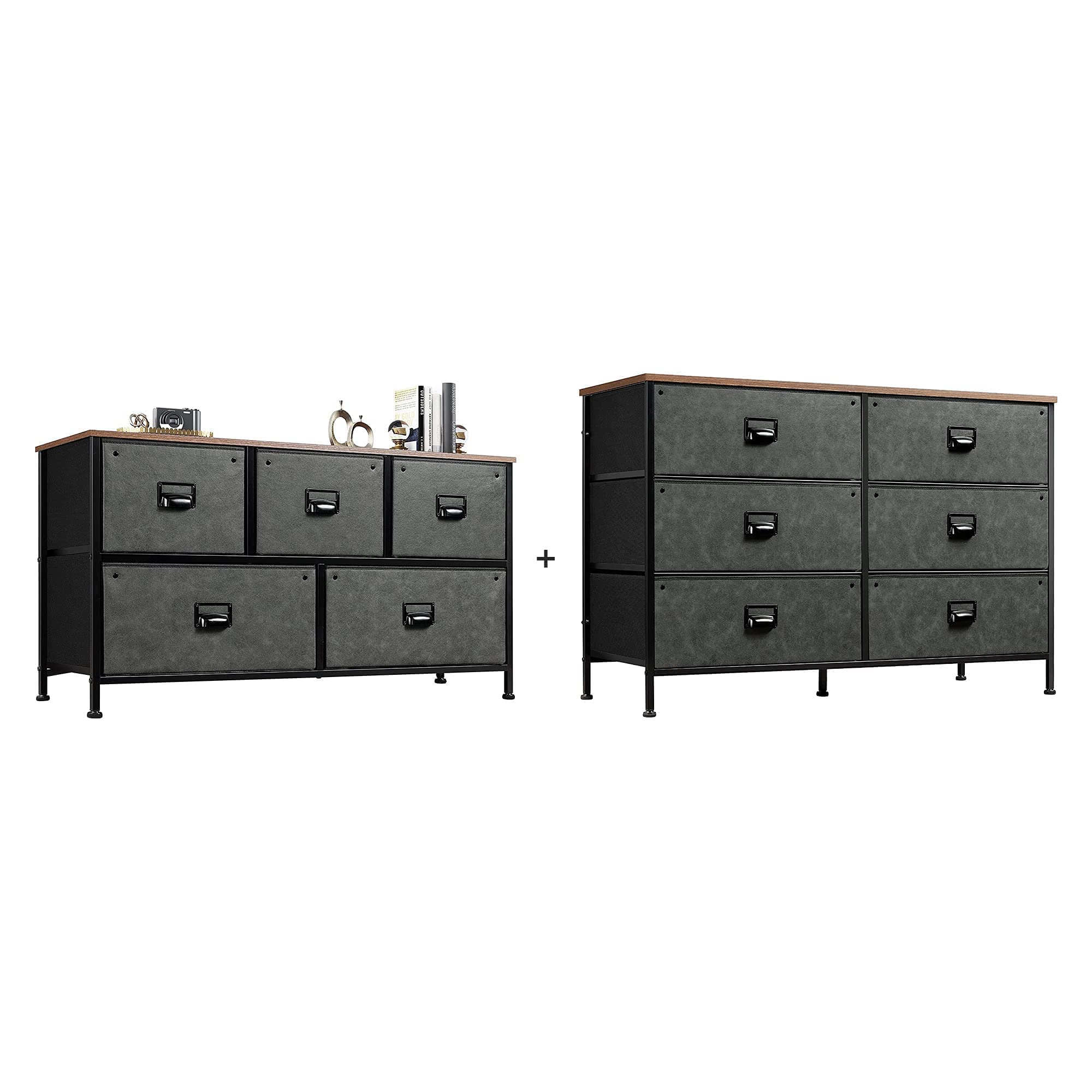 WLIVE 5 & 6 Drawer Dresser Set - Black Storage Tower Organizer for Bedroom, Living Room, Hallway & Entryway | Space-Saving Closet & Home Organization Solution