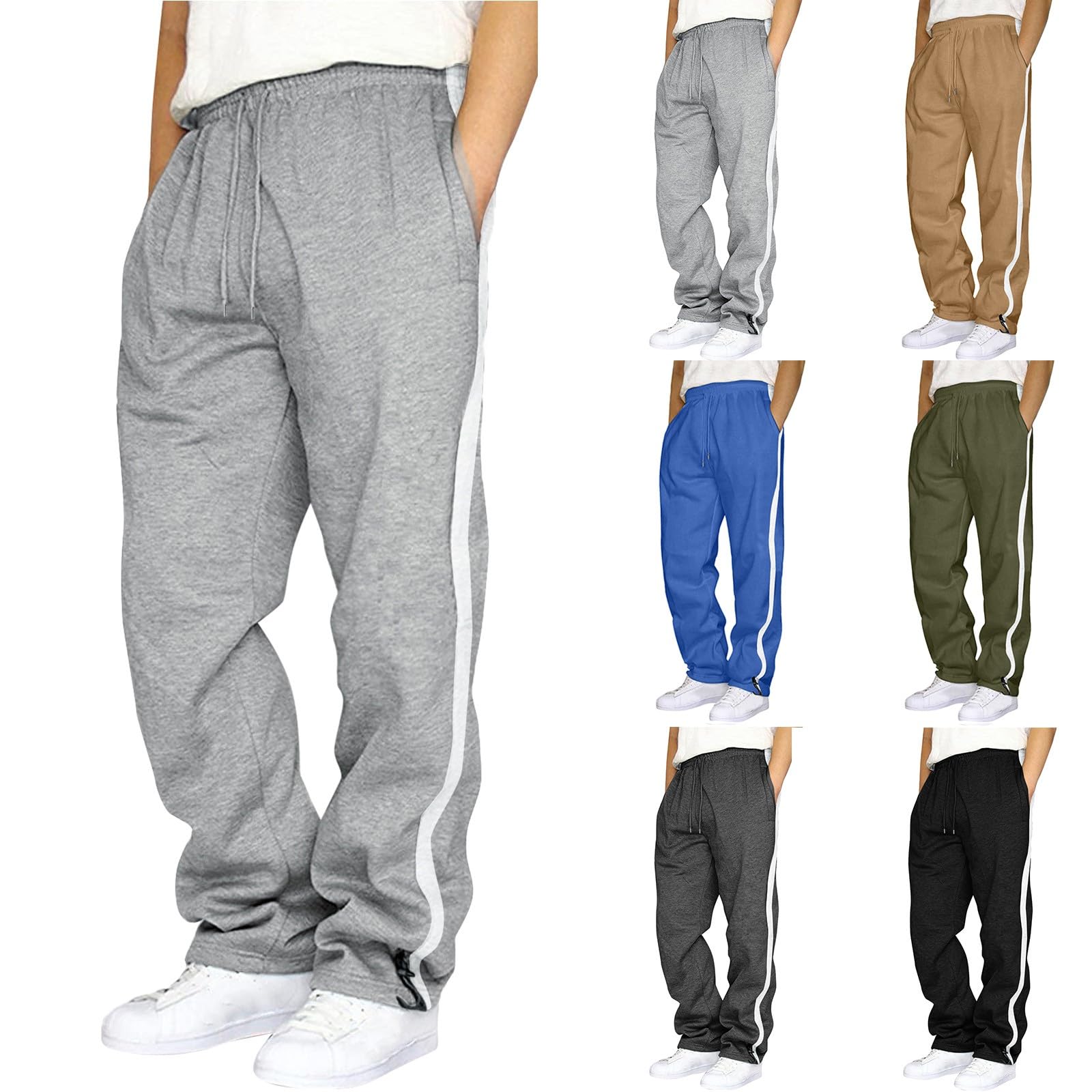 BIFUTON Men's Cotton Jogger Pants with Pockets - Lightweight Sweatpants for Running, Hiking & Casual Wear | Drawstring Waist & Comfortable Fit for Active Lifestyle