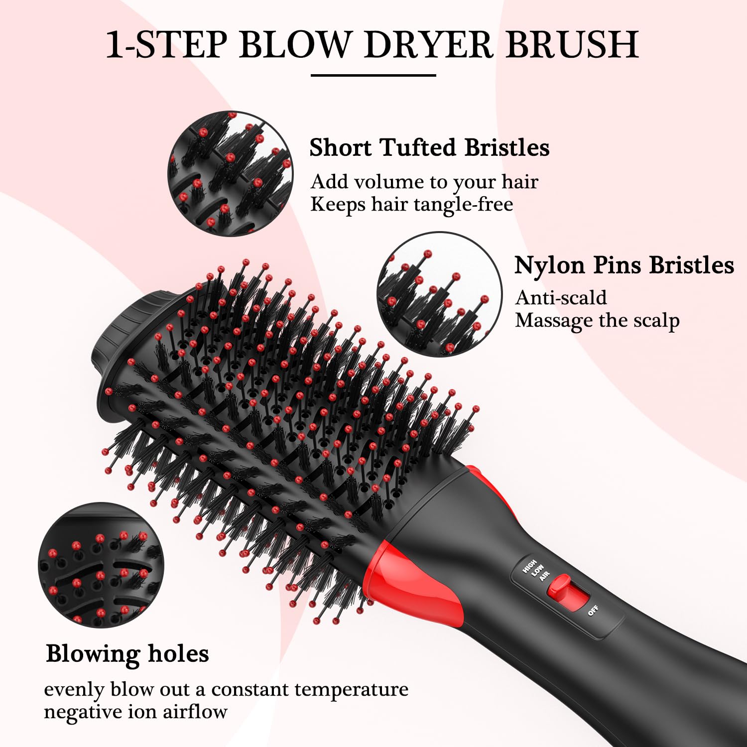 Professional Hair Dryer Brush - 60mm Oval Volumizer for Salon Blowouts at Home