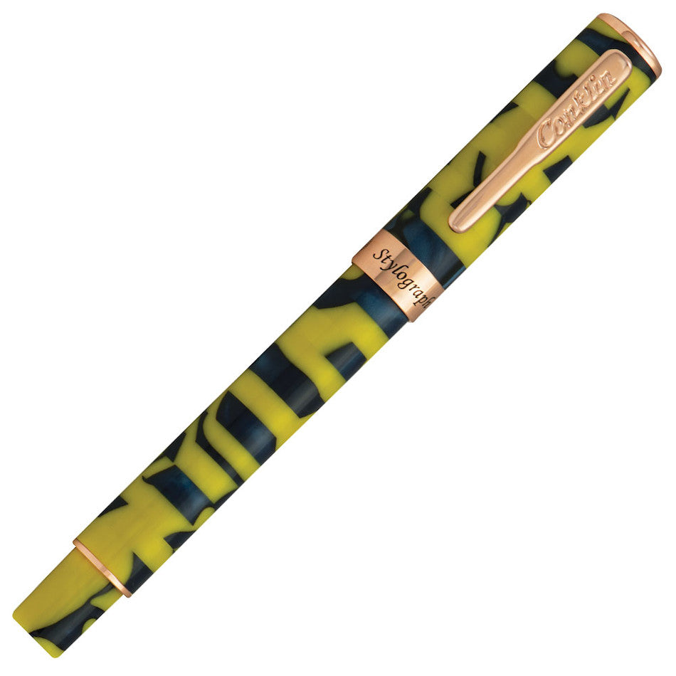 Conklin Stylograph Mosaic Fountain Pen - Yellow & Blue Premium Writing Instrument for Calligraphy, Journaling & Gift Giving