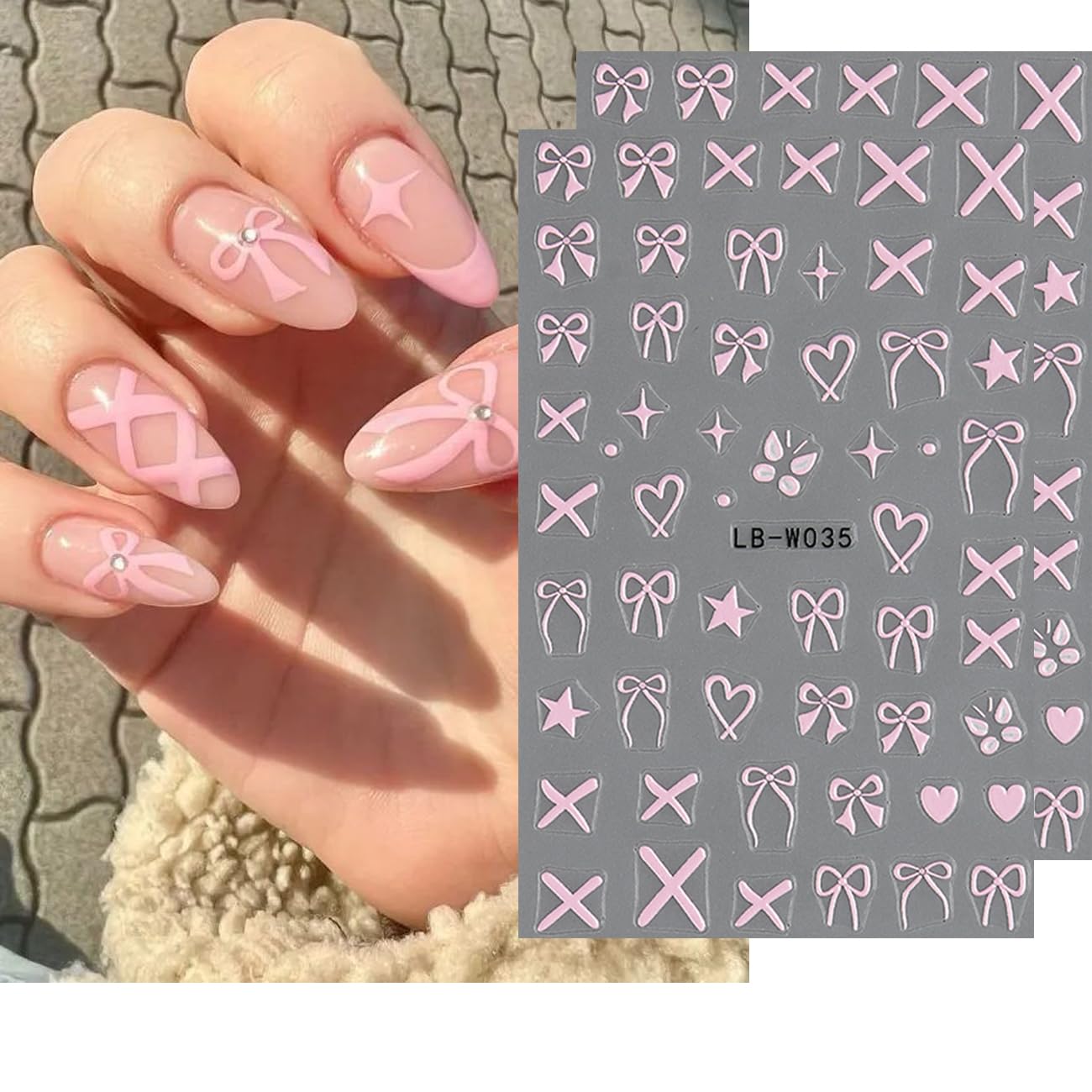 Valentine's Day 3D Heart Bow Nail Art Stickers - Self-Adhesive Nail Decals in White, Red & Pink for Women's Manicure | Perfect for Romantic Dates, Bridal Showers & Daily Nail Art Designs