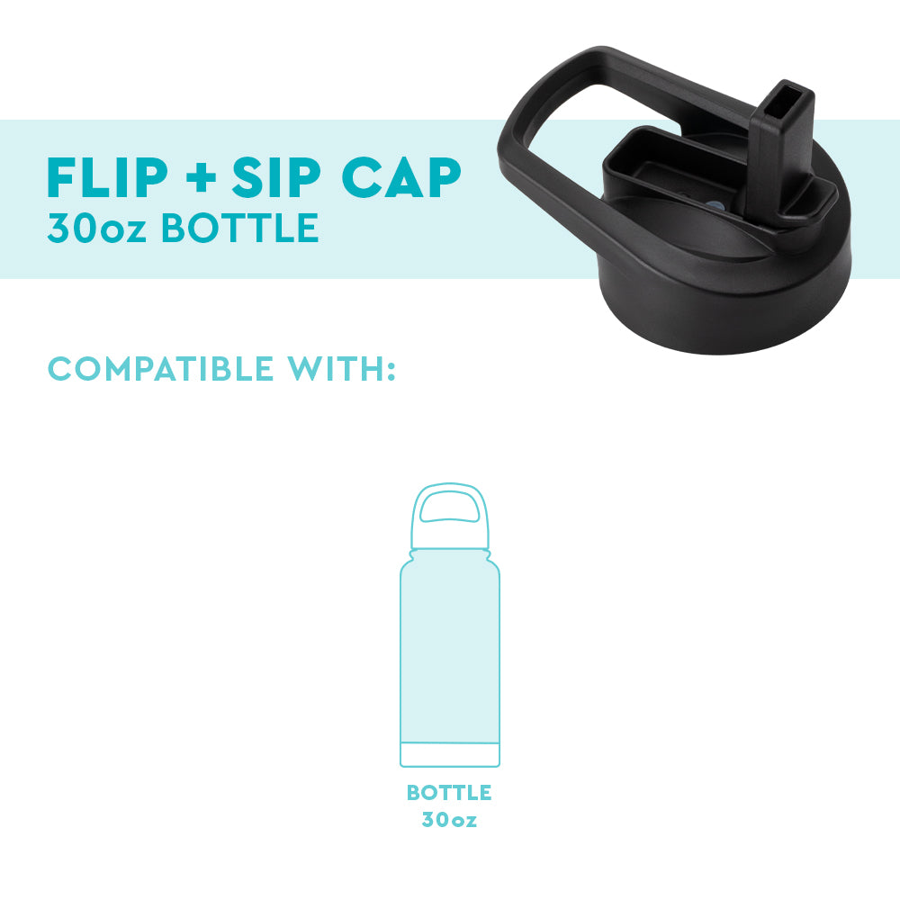 30oz Black Flip & Sip Water Bottle with Leak-Proof Lid - Perfect for Gym, Hiking, and Outdoor Activities
