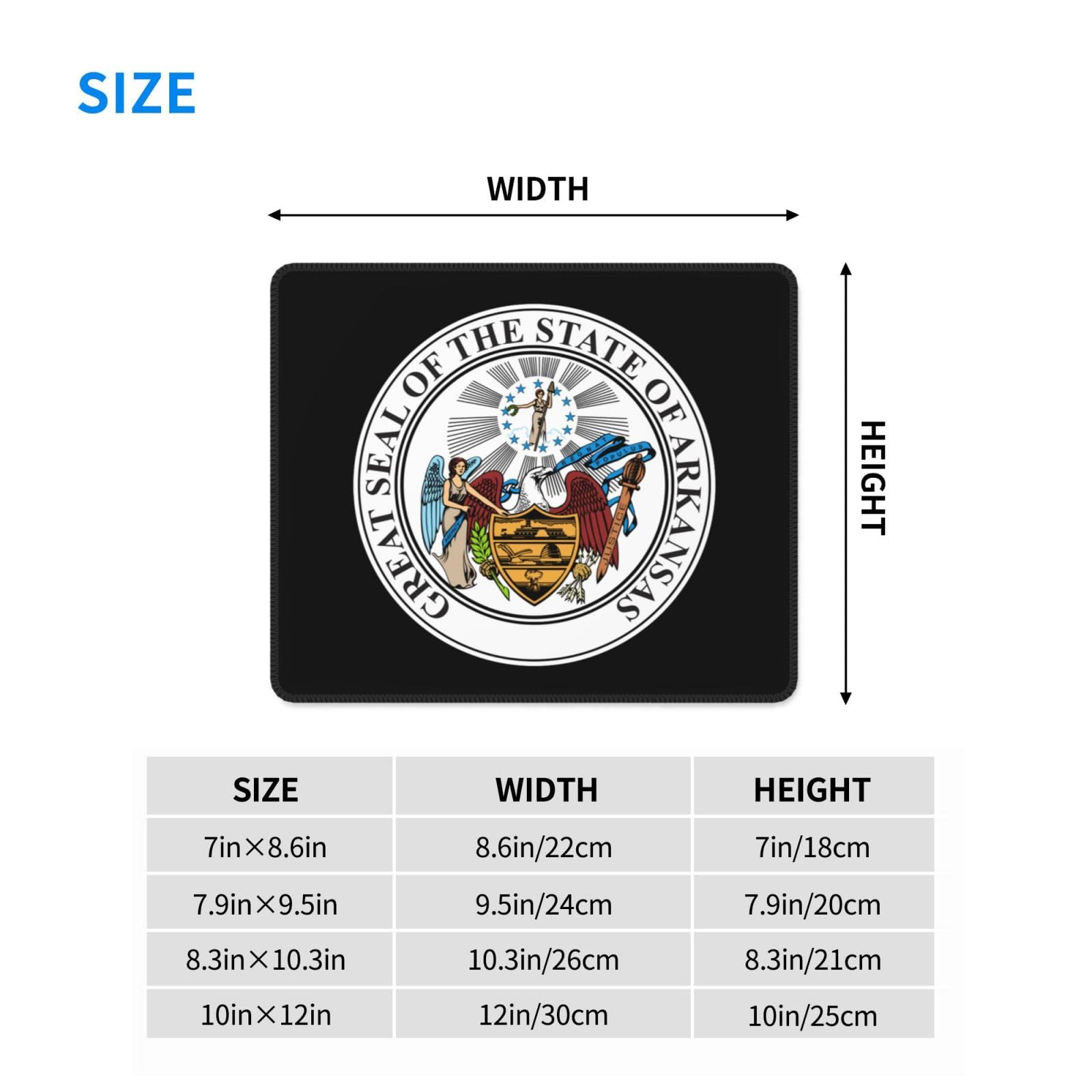 Arkansas State Seal Mouse Pad - Non-Slip Rubber Base Square Desk Mat for Office & Laptop (8.3 x 10.3 Inches) - Perfect for Home Office, Gaming Setup, and Workspace Accessories