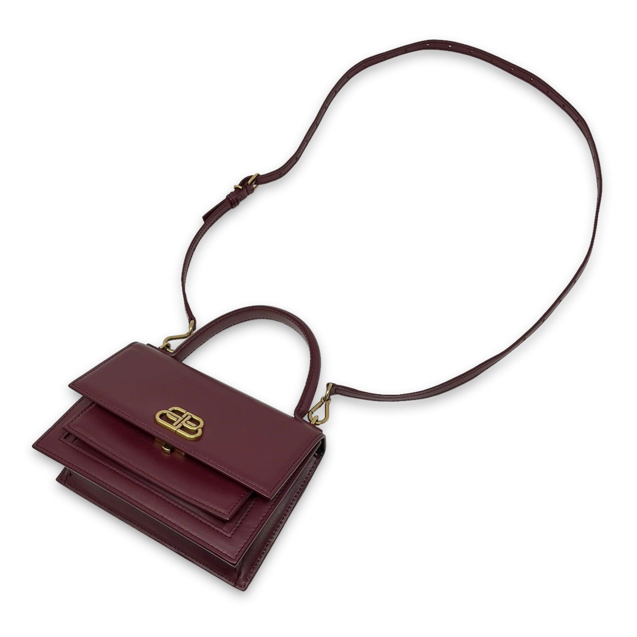 Balenciaga Burgundy Sharp XS Crossbody Bag - Stylish & Compact Luxury Handbag for Women | Perfect for Parties, Date Nights & Everyday Use