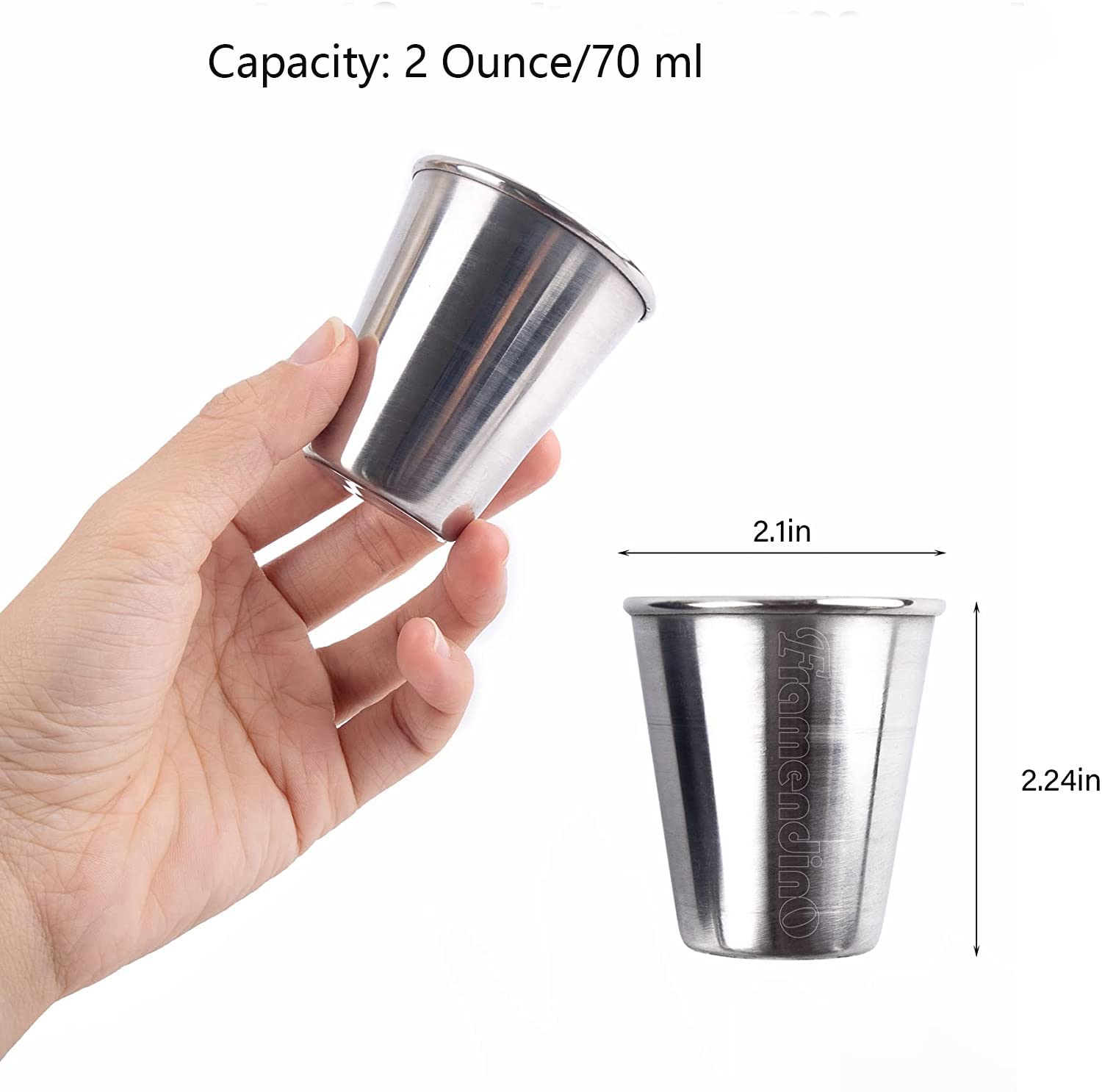 8 Pack 2oz Stainless Steel Shot Glasses with Leather Carry Case - Durable Whiskey Shot Cups for Bars, Parties & Outdoor Adventures - Perfect for Bourbon, Tequila & Cocktail Tasting