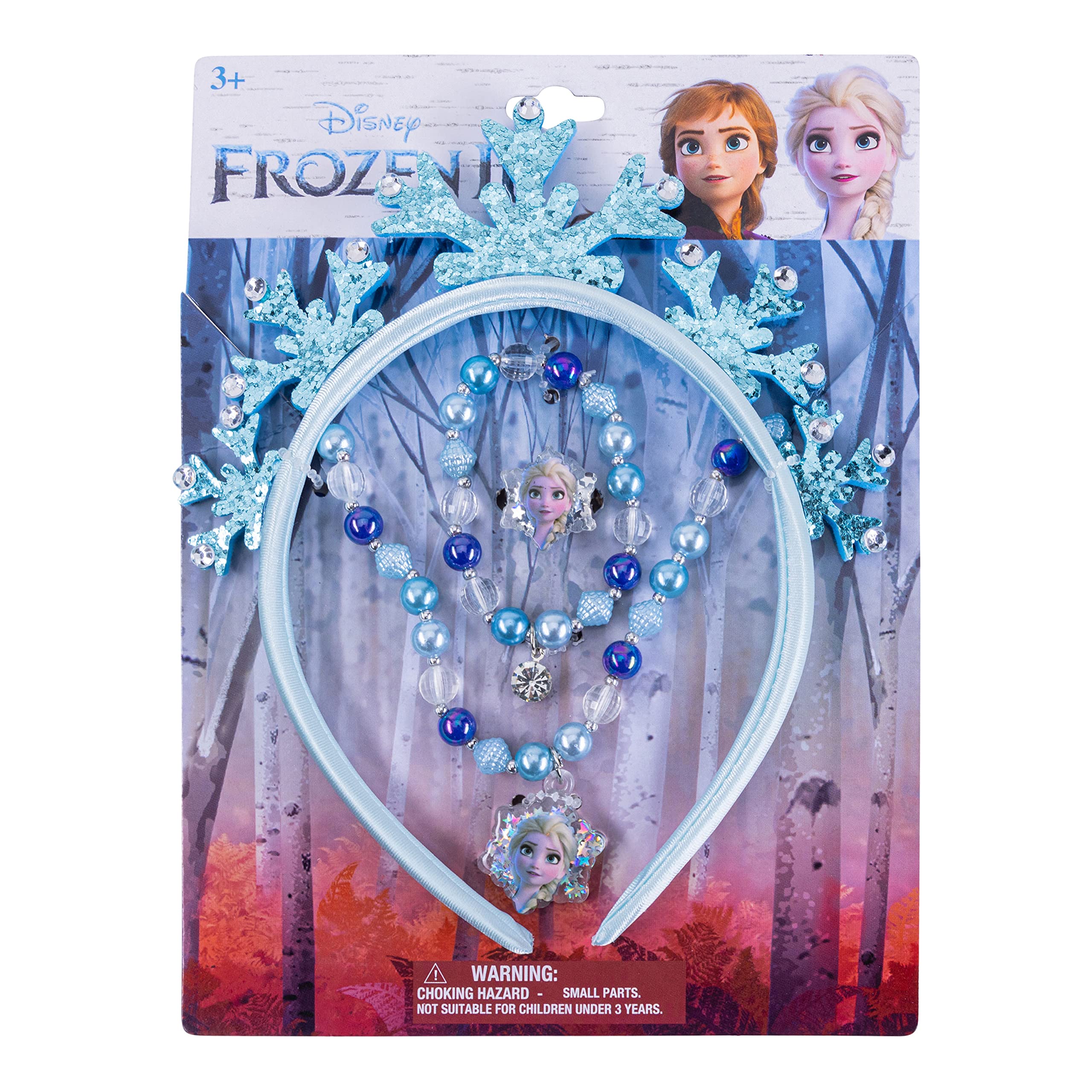 Frozen Princess Dress Up Jewelry Set for Girls - Elsa Tiara, Necklace & Earrings - Giftable Birthday & Holiday Present - Kids Dress Up Costume Accessories for Ages 3+ - Perfect for Birthday Parties, Halloween & Pretend Play